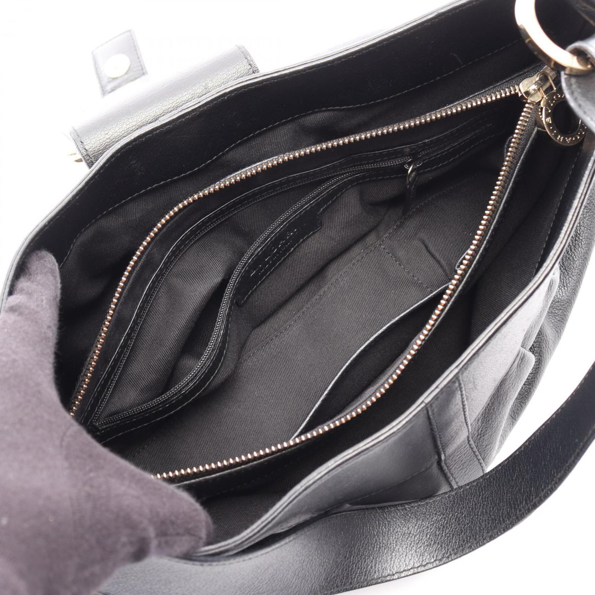 Bvlgari Black Leather Handbag Shoulder Bag (Pre-Owned)