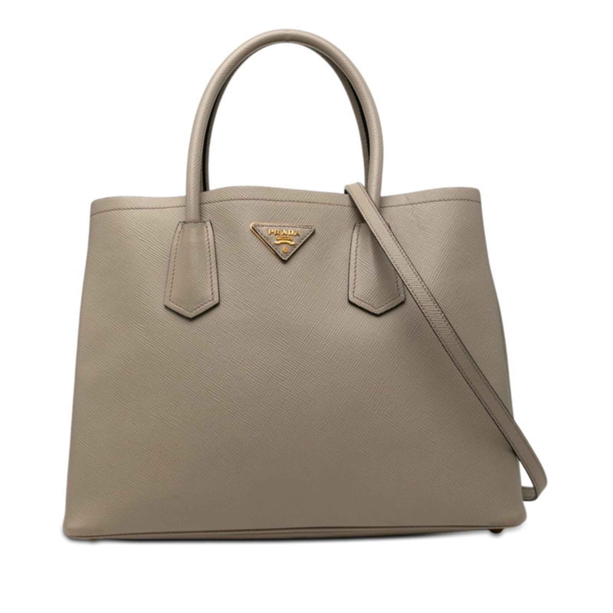 Prada Beige Leather Handbag Shoulder Bag (Pre-Owned)