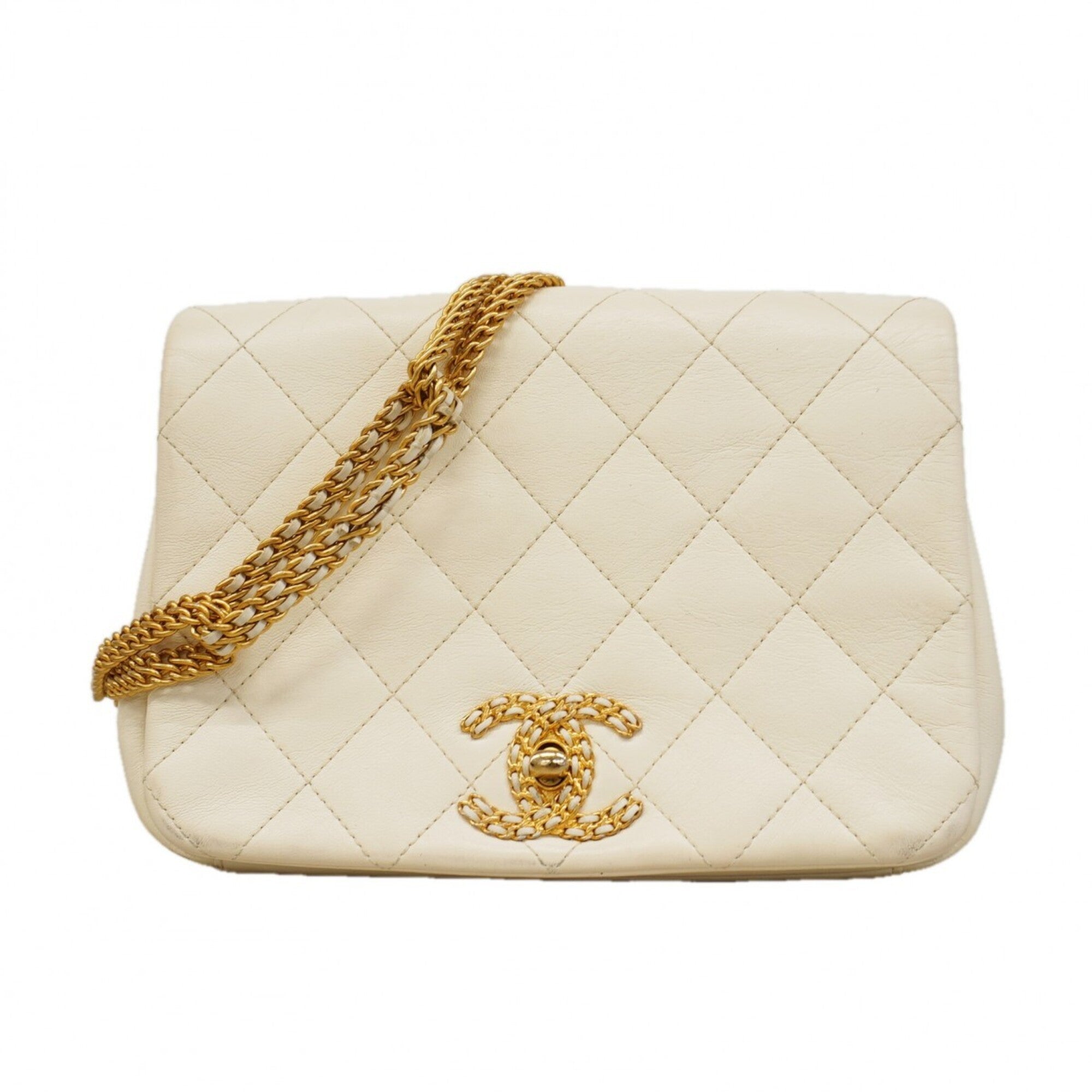 Chanel White Leather Shoulder Bag (Pre-Owned)