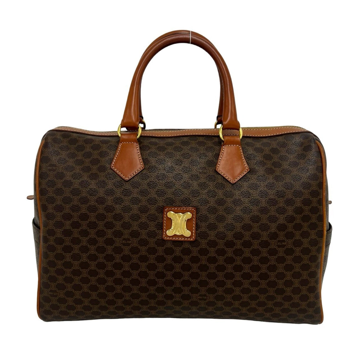 Celine Brown Leather Pvc Boston Bag Handbag (Pre-Owned)