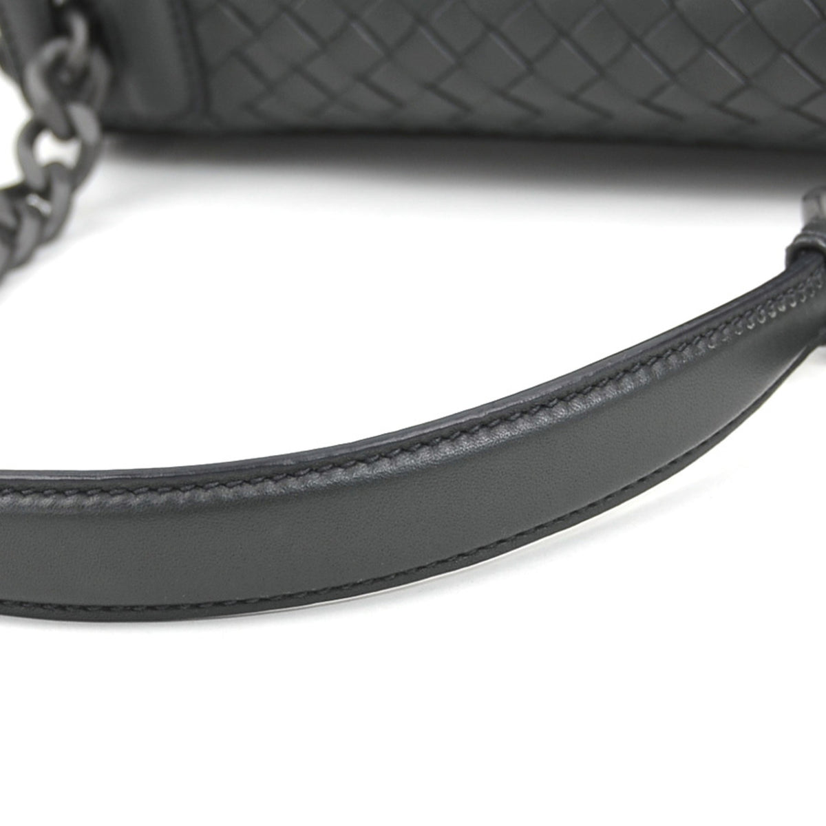 Bottega Veneta Charcoal Gray Leather Shoulder Bag (Pre-Owned)