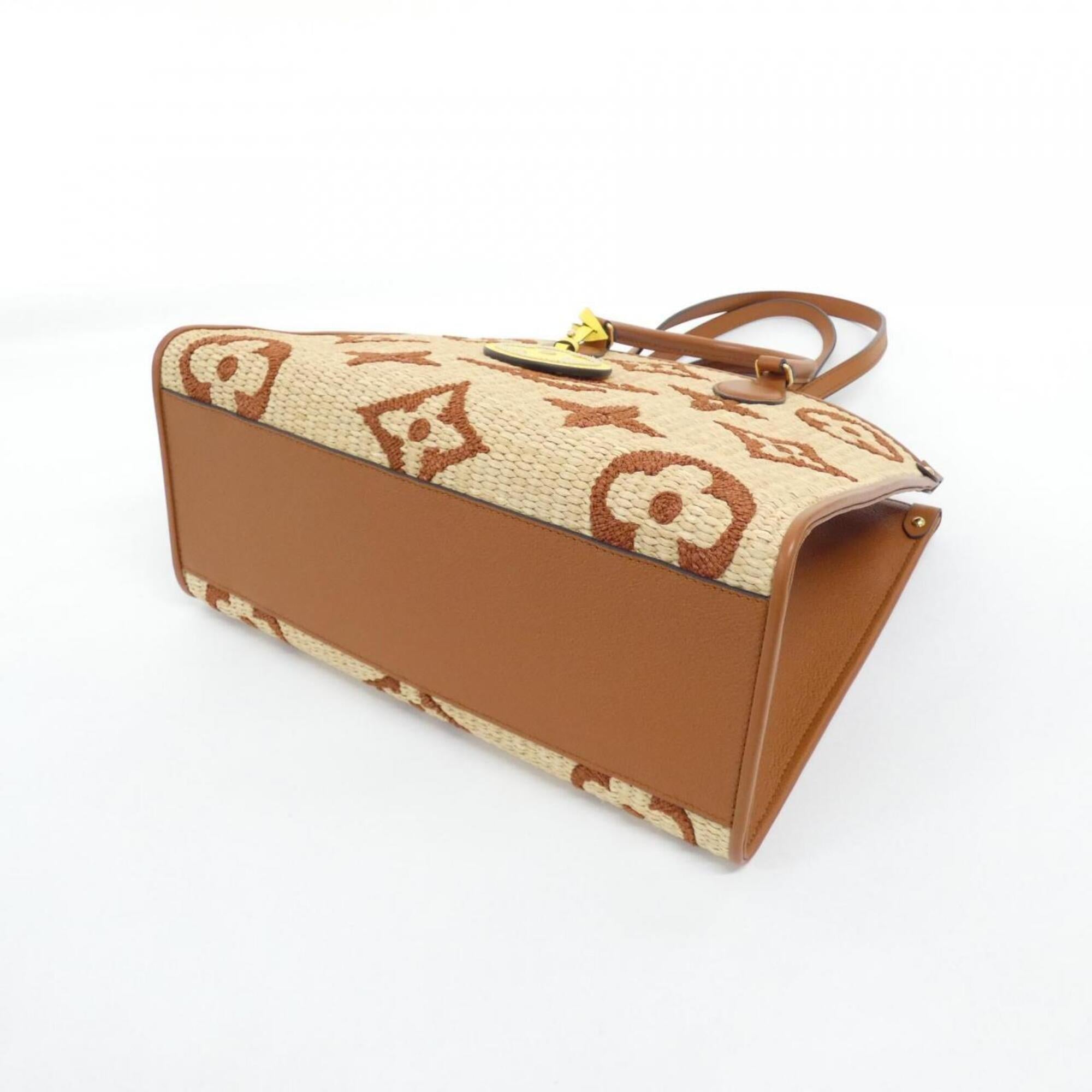 Louis Vuitton Beige Brown Raffia Handbag (Pre-Owned)