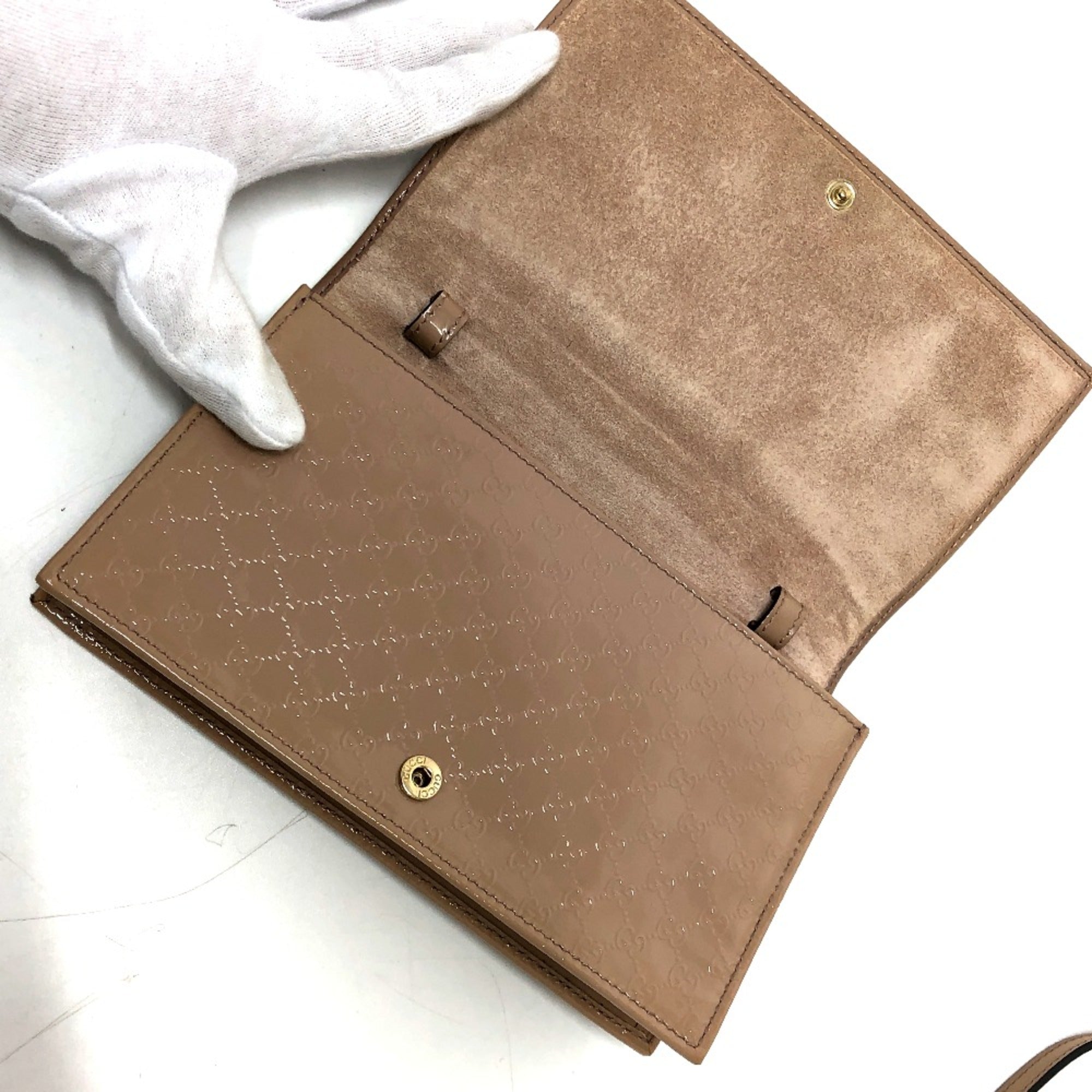 Gucci Beige Patent Leather Shoulder Bag (Pre-Owned)