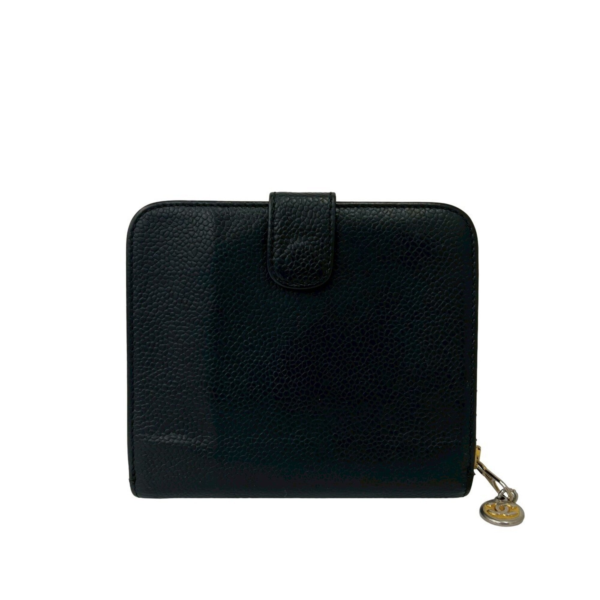 Chanel Black Grained Calfskin Wallet (Bi-Fold) (Pre-Owned)