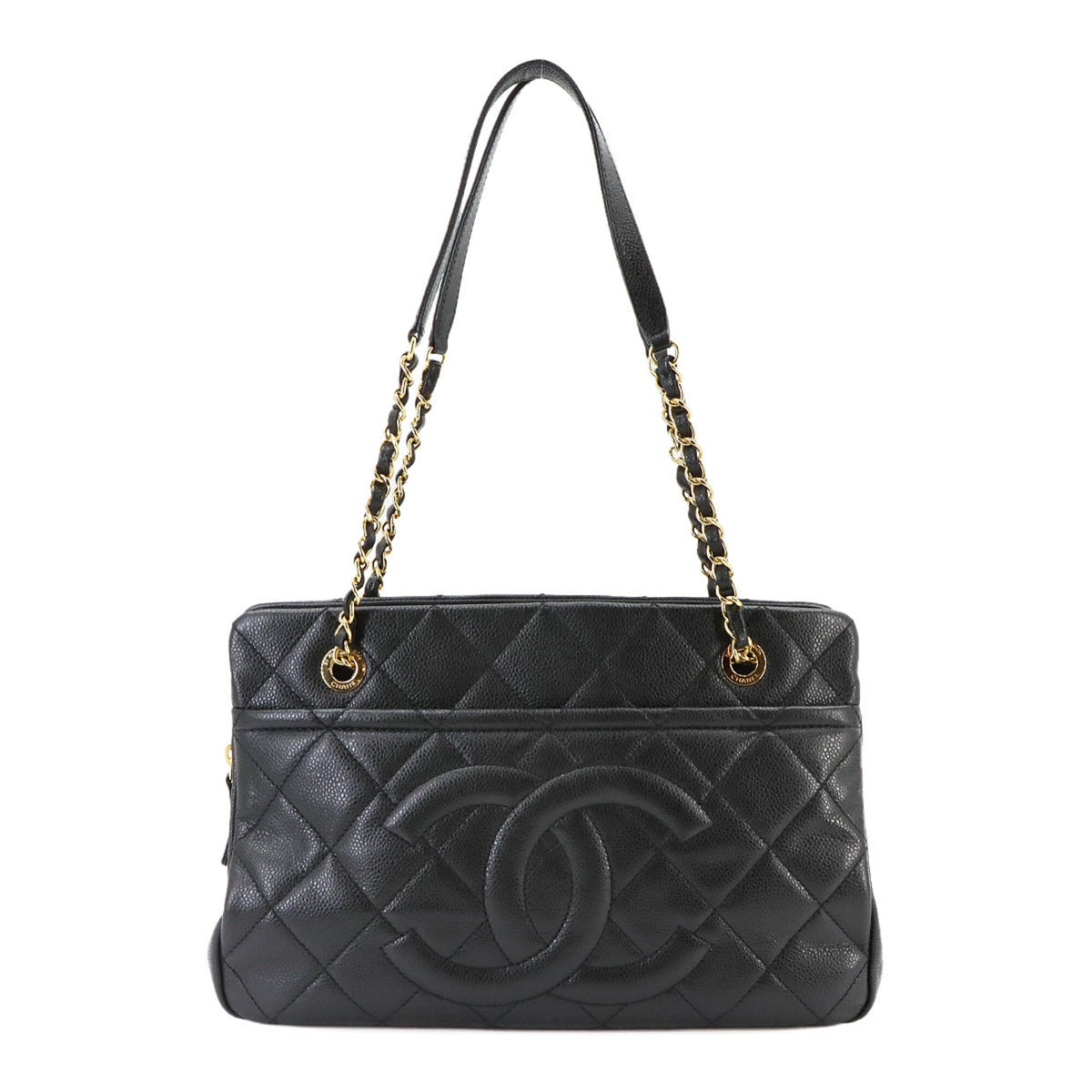 Chanel Matelasse Black Grained Calfskin Handbag Tote Bag (Pre-Owned)