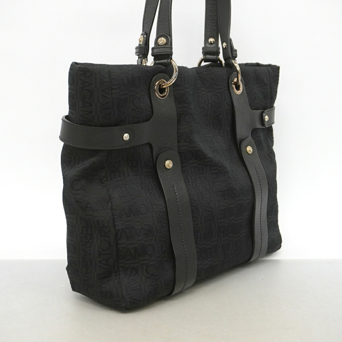 Salvatore Ferragamo Black Canvas Tote Bag (Pre-Owned)
