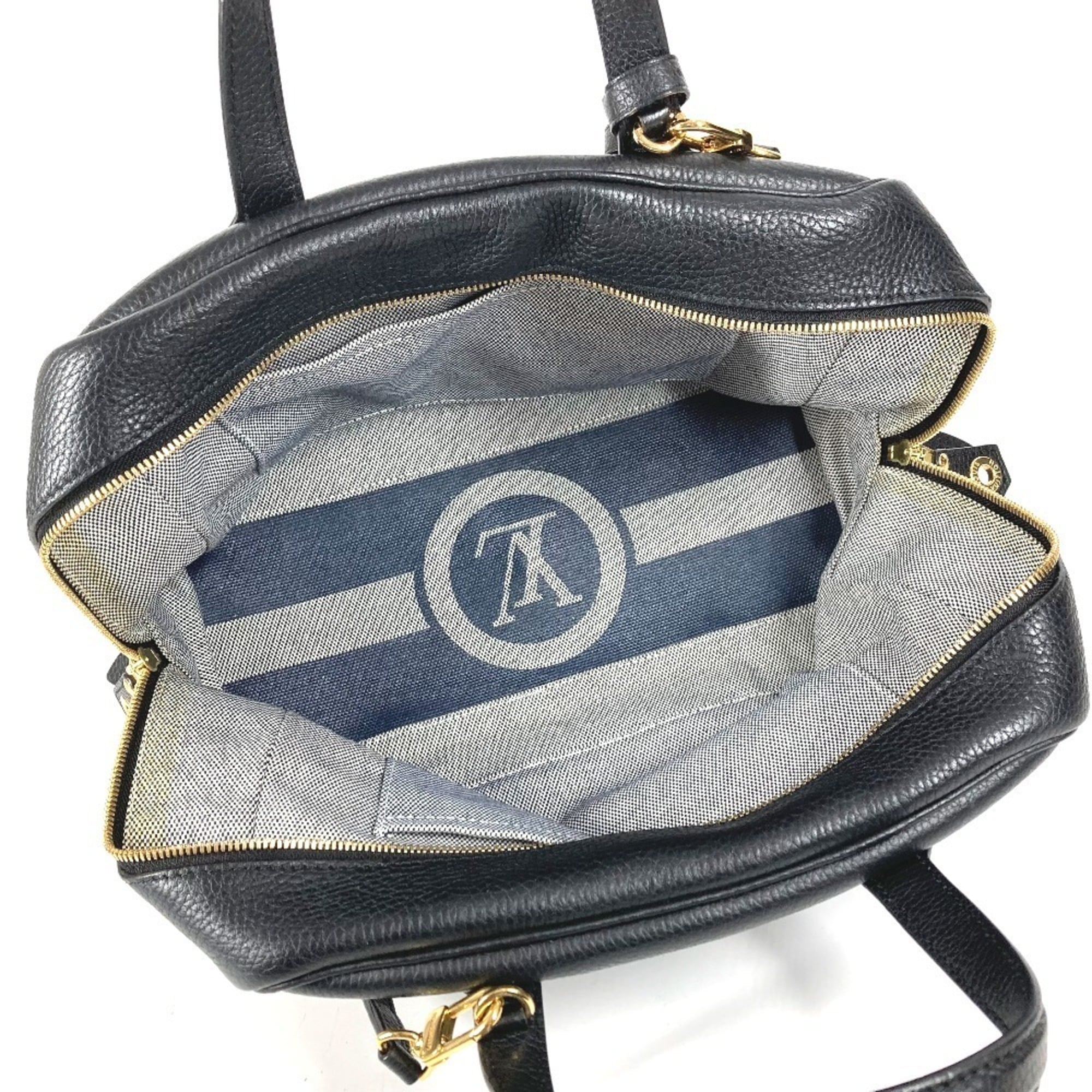 Louis Vuitton Black Noir Leather Handbag Tote Bag (Pre-Owned)