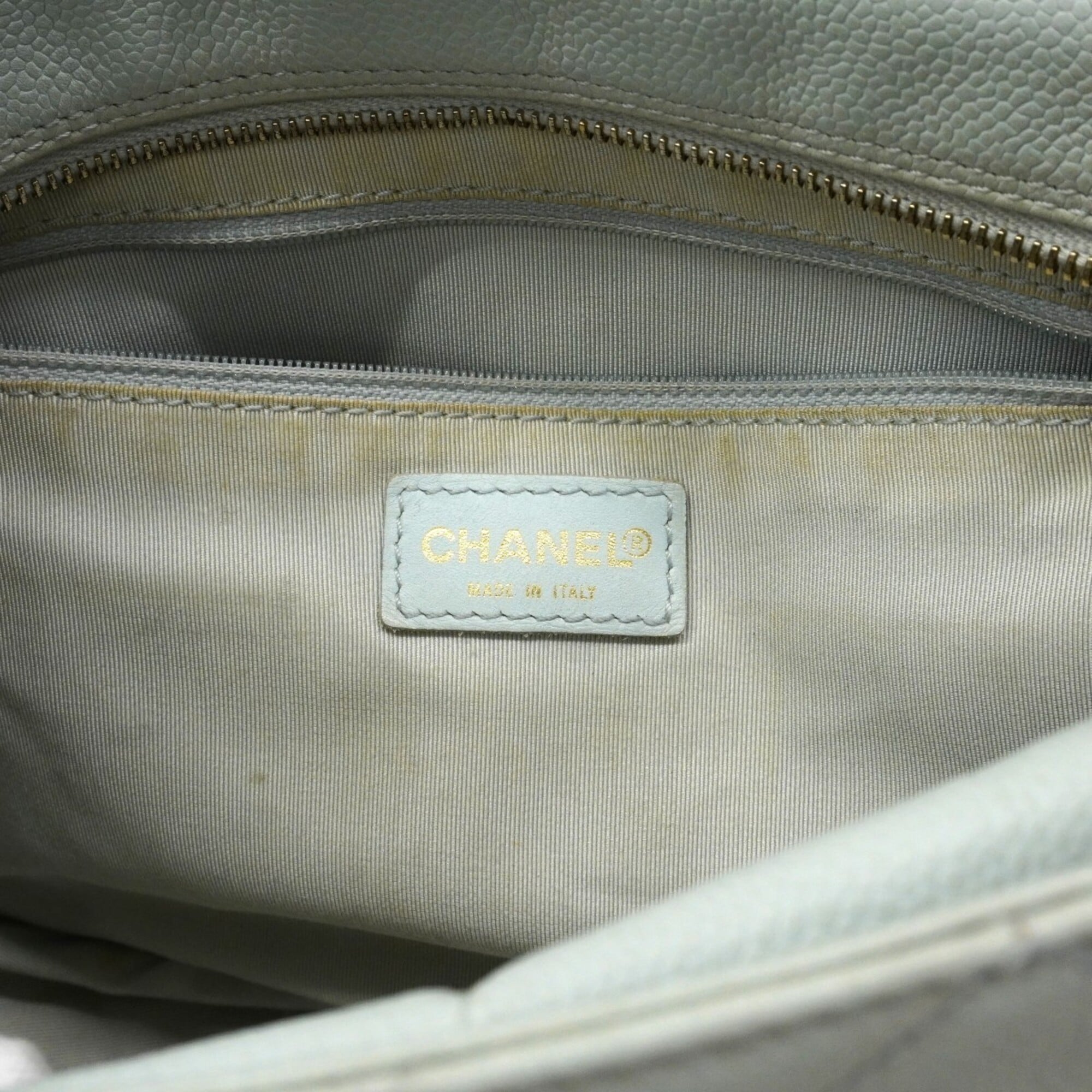 Chanel Light Blue Grained Calfskin Tote Bag (Pre-Owned)