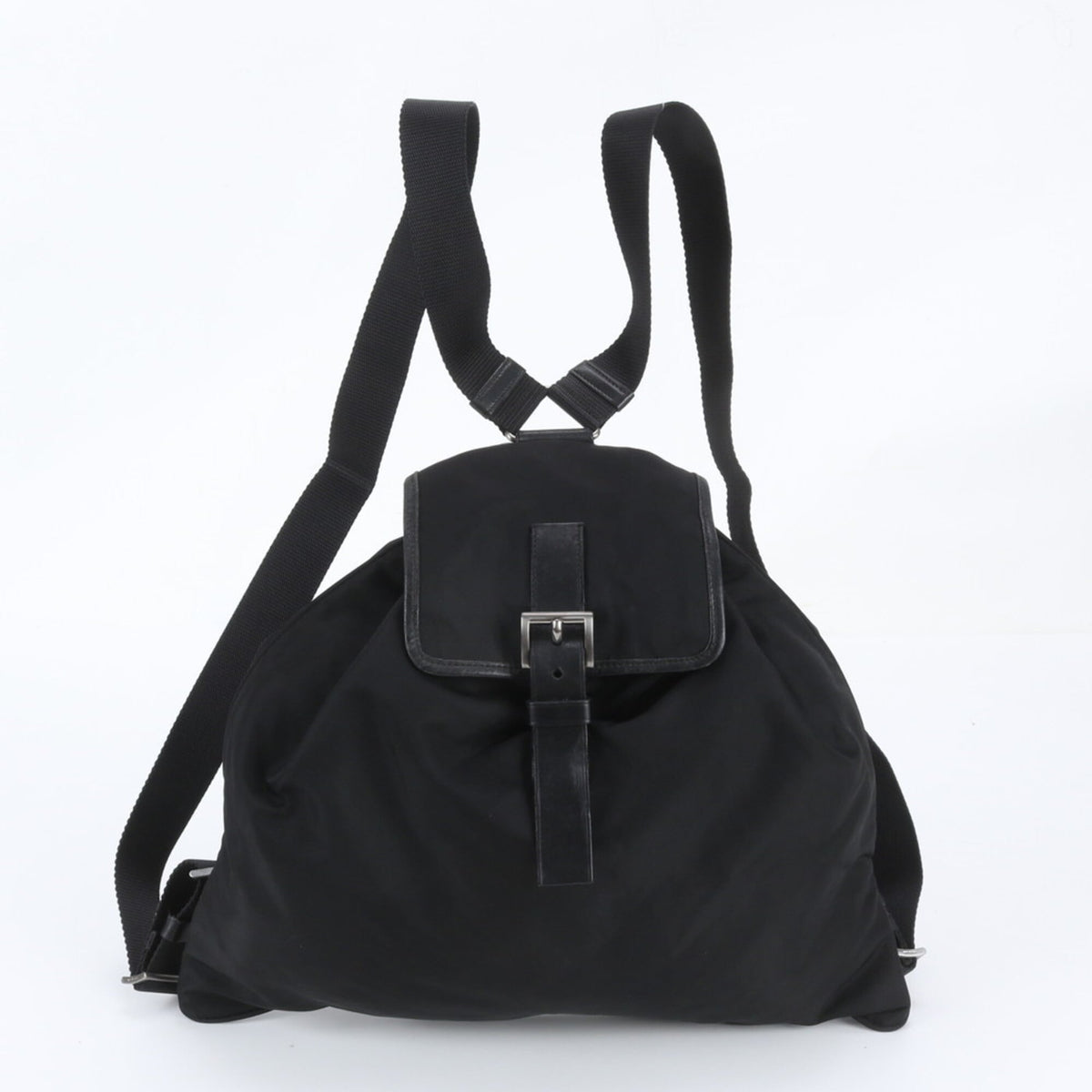Prada Black Leather Nylon Backpack (Pre-Owned)