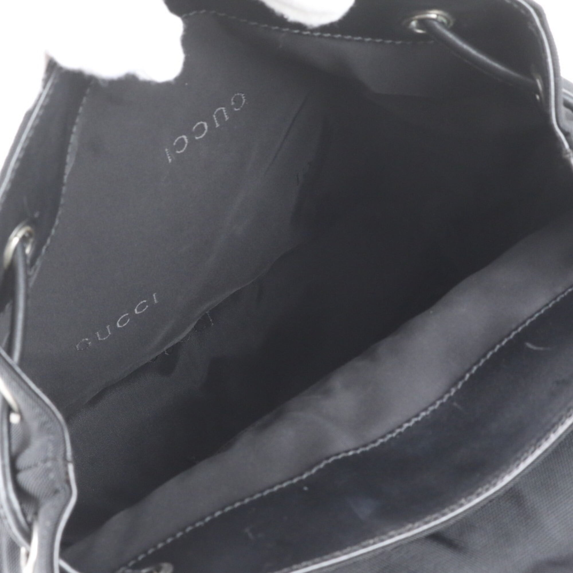Gucci Black Leather Nylon Backpack Handbag (Pre-Owned)
