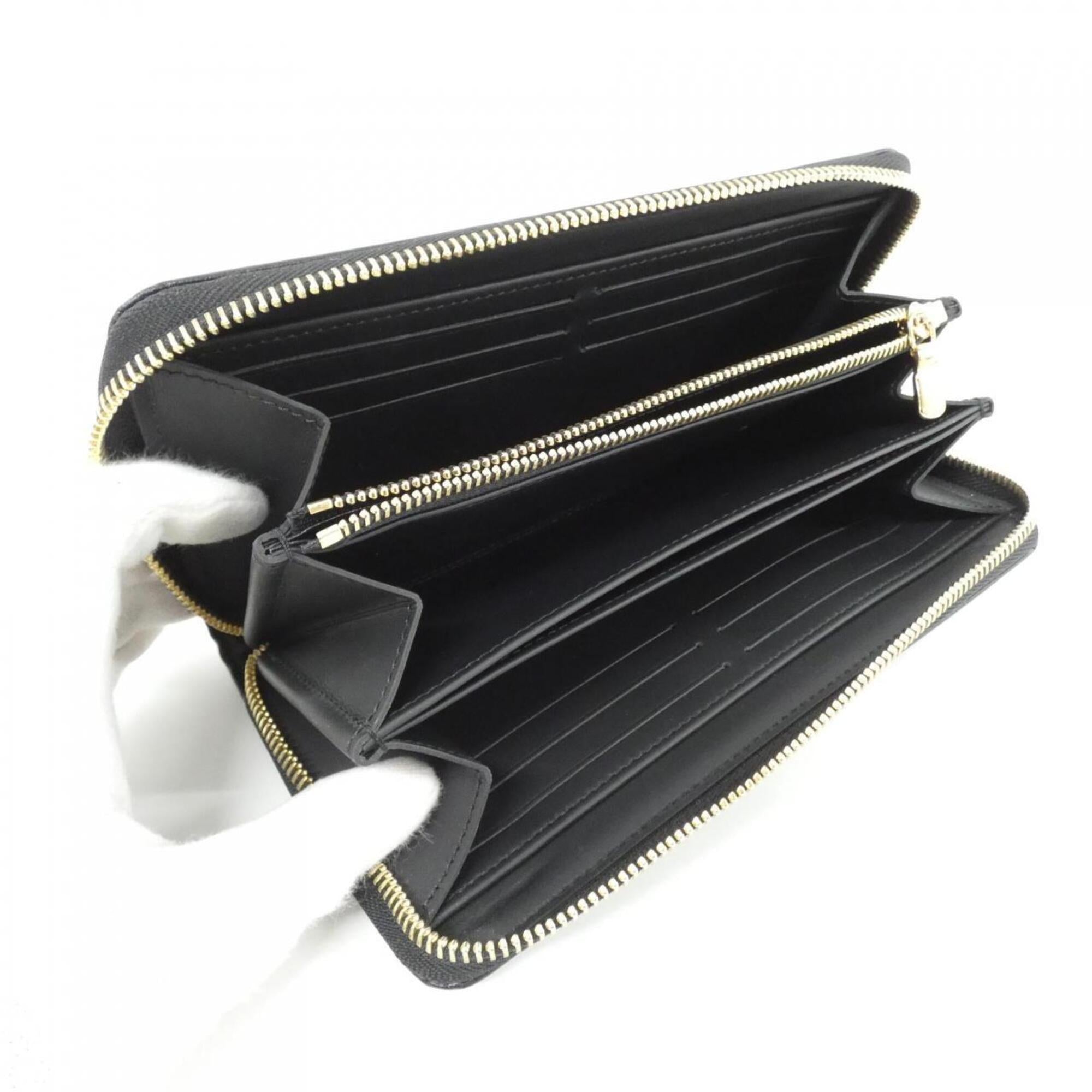 Louis Vuitton Black Leather Long Wallet (Bi-Fold) (Pre-Owned)