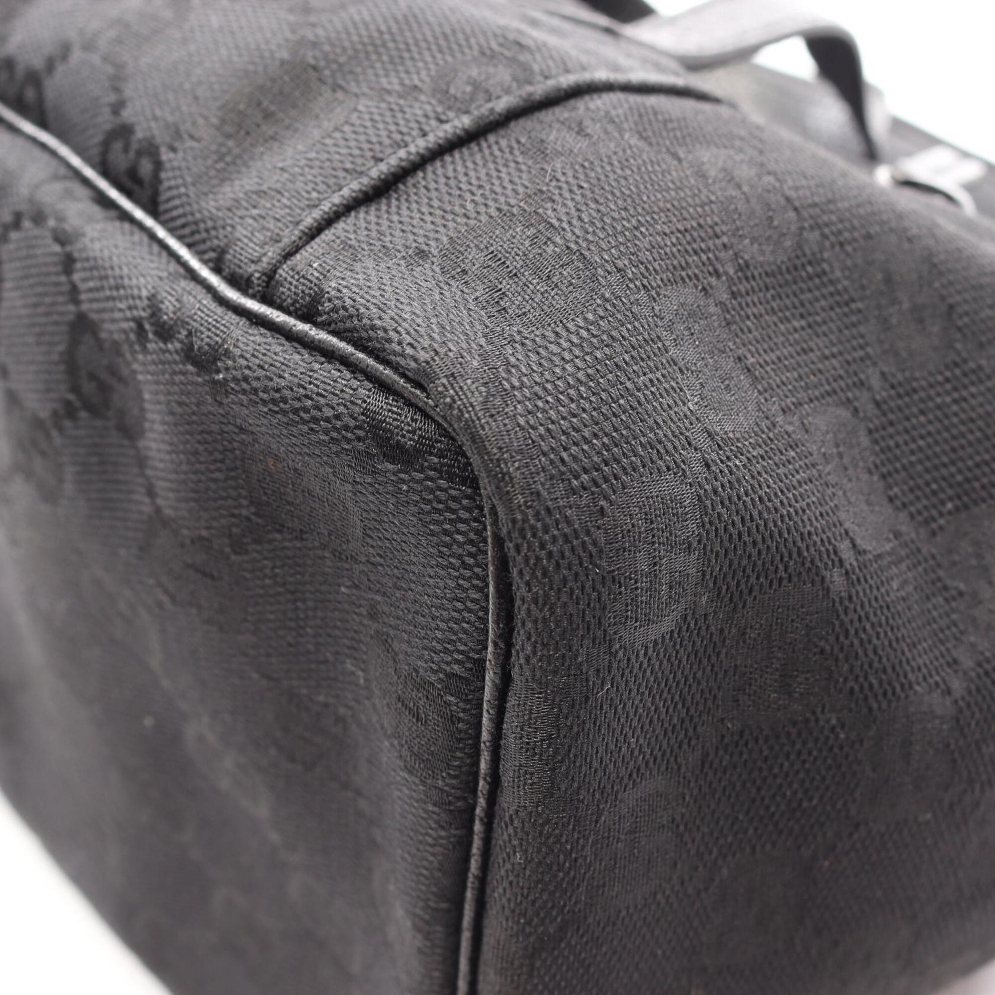 Gucci Gg Canvas Black Gg Canvas Leather Handbag (Pre-Owned)