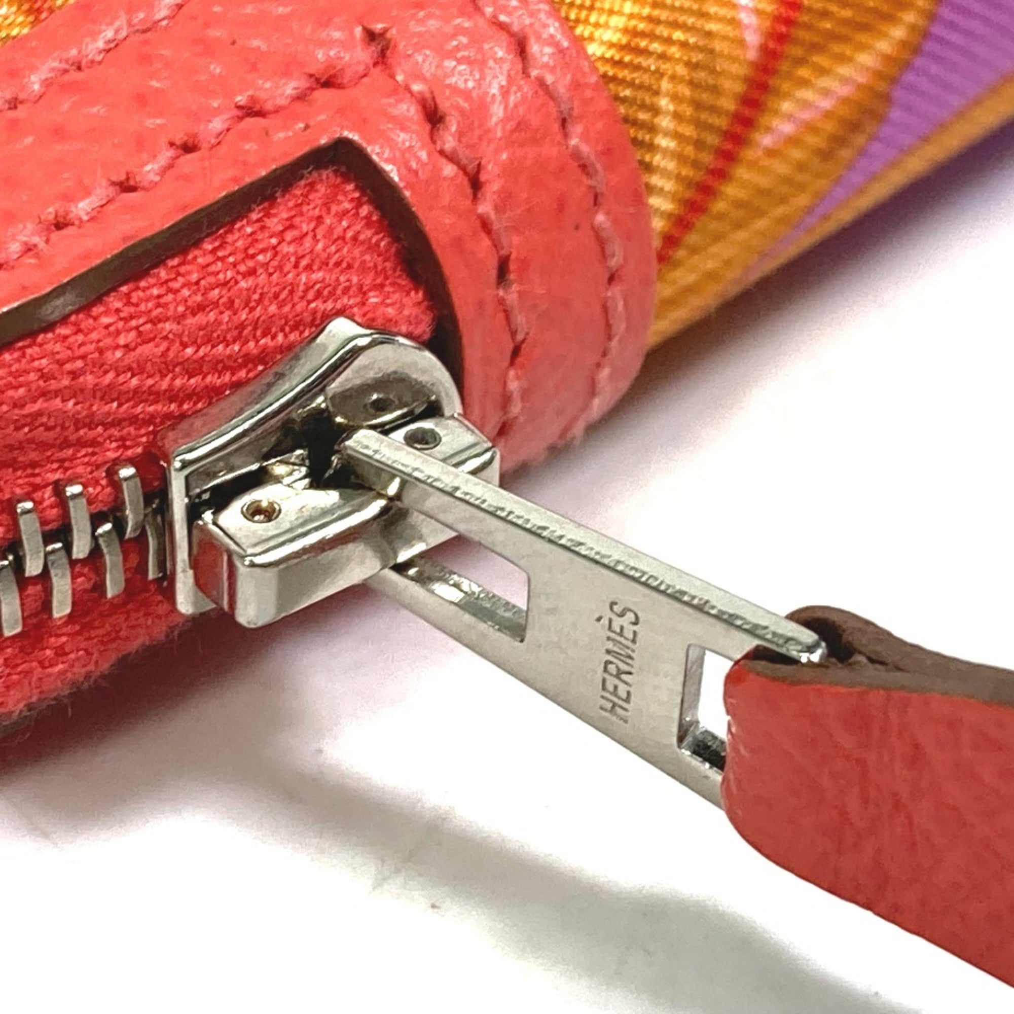 Hermes Soie Cool Rose Jaipur Epsom Leather Silk Wallet (Bi-Fold) (Pre-Owned)