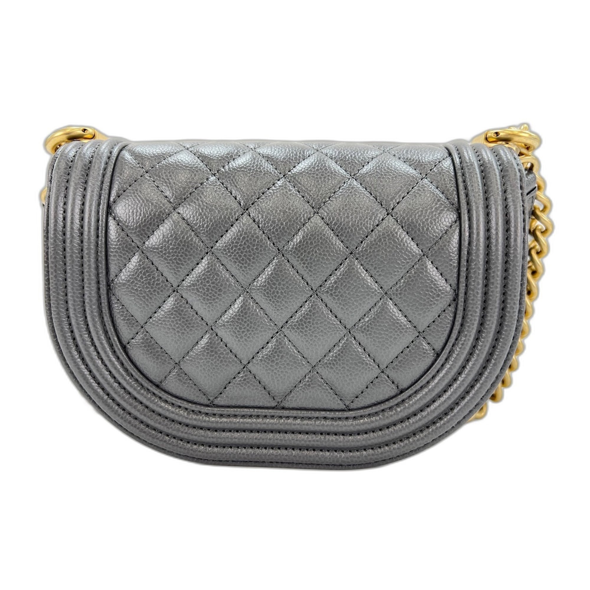 Chanel Boy Chanel Gray Shoulder Bag (Pre-Owned)