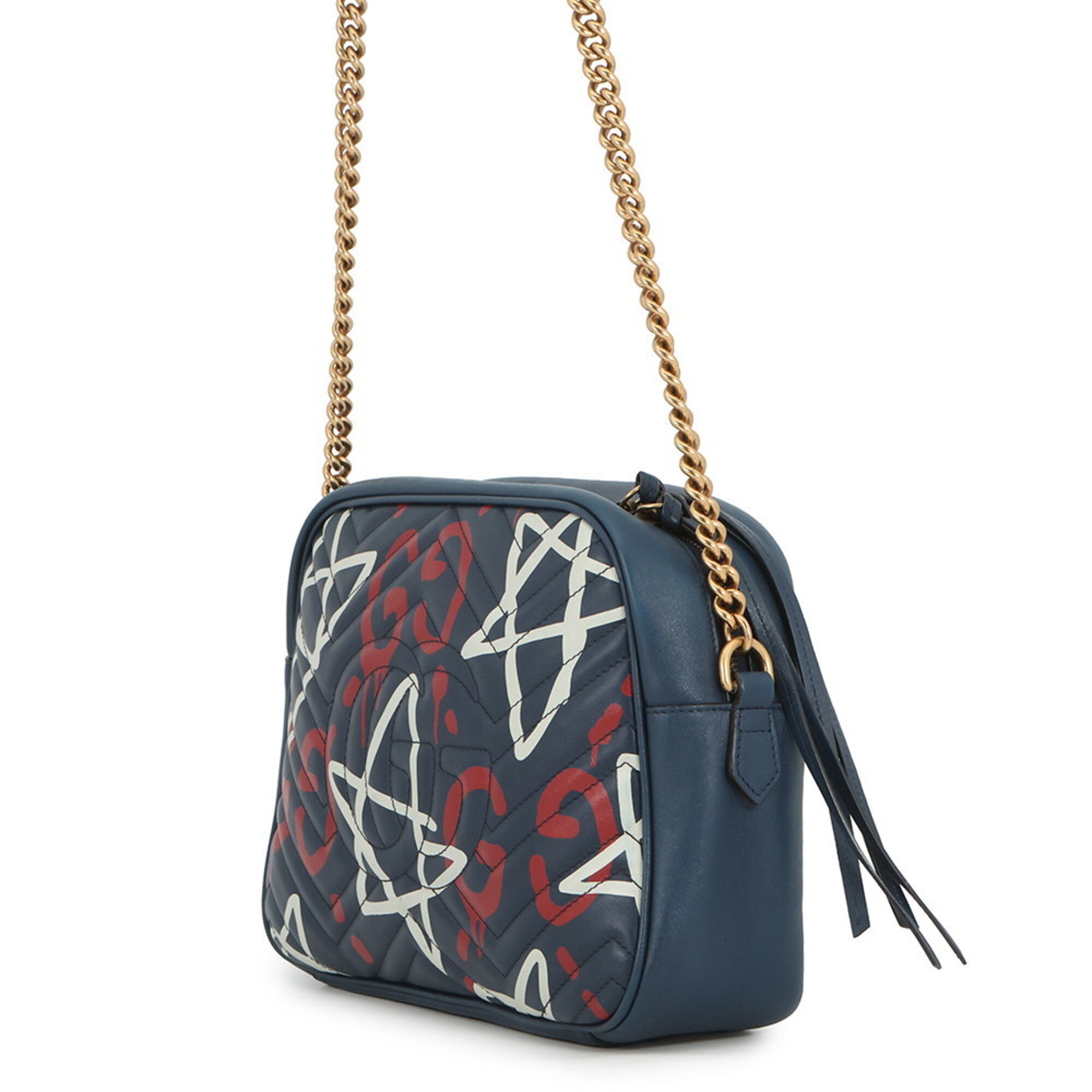 Gucci Blue Leather Handbag Shoulder Bag (Pre-Owned)