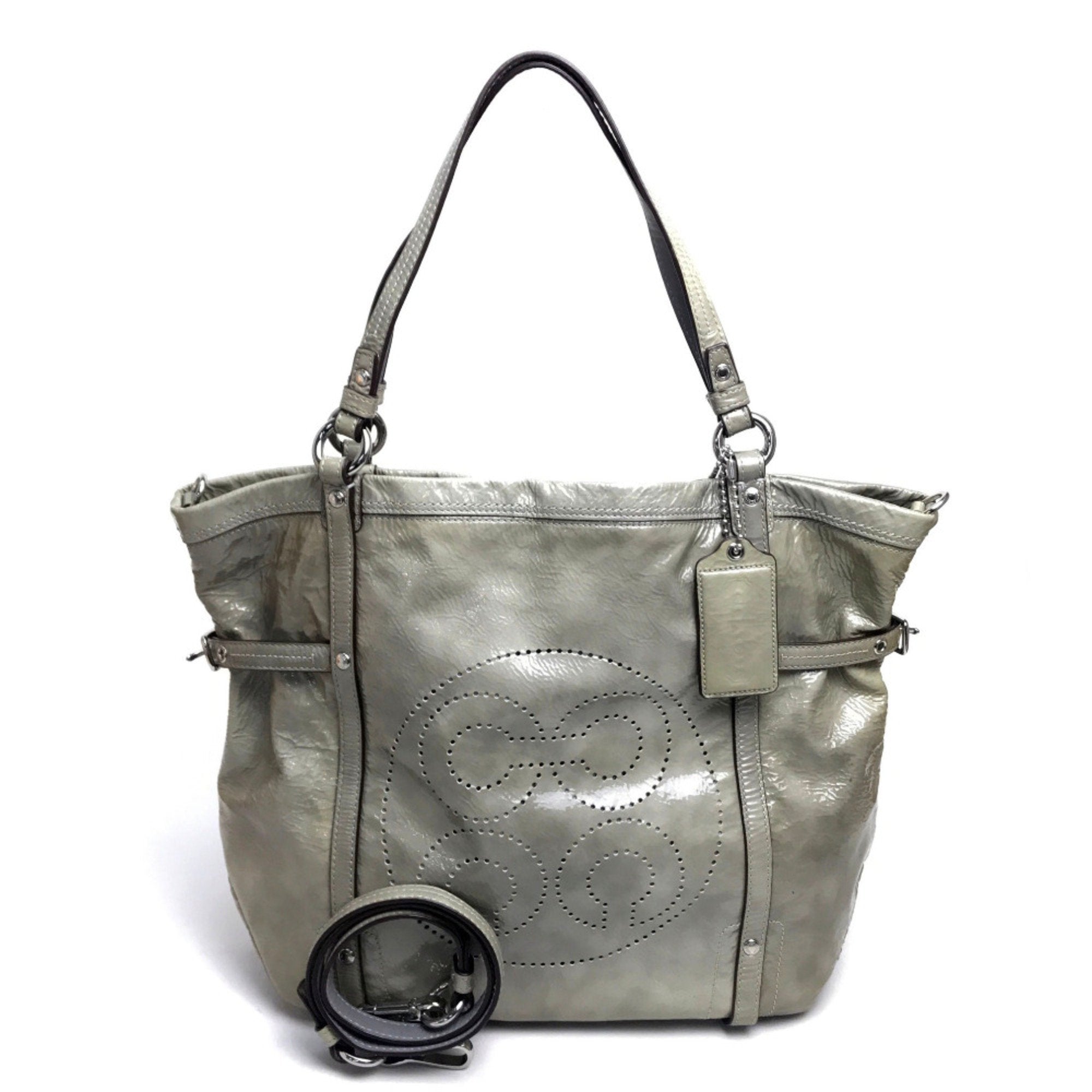 Coach Gray Leather Shoulder Bag (Pre-Owned)