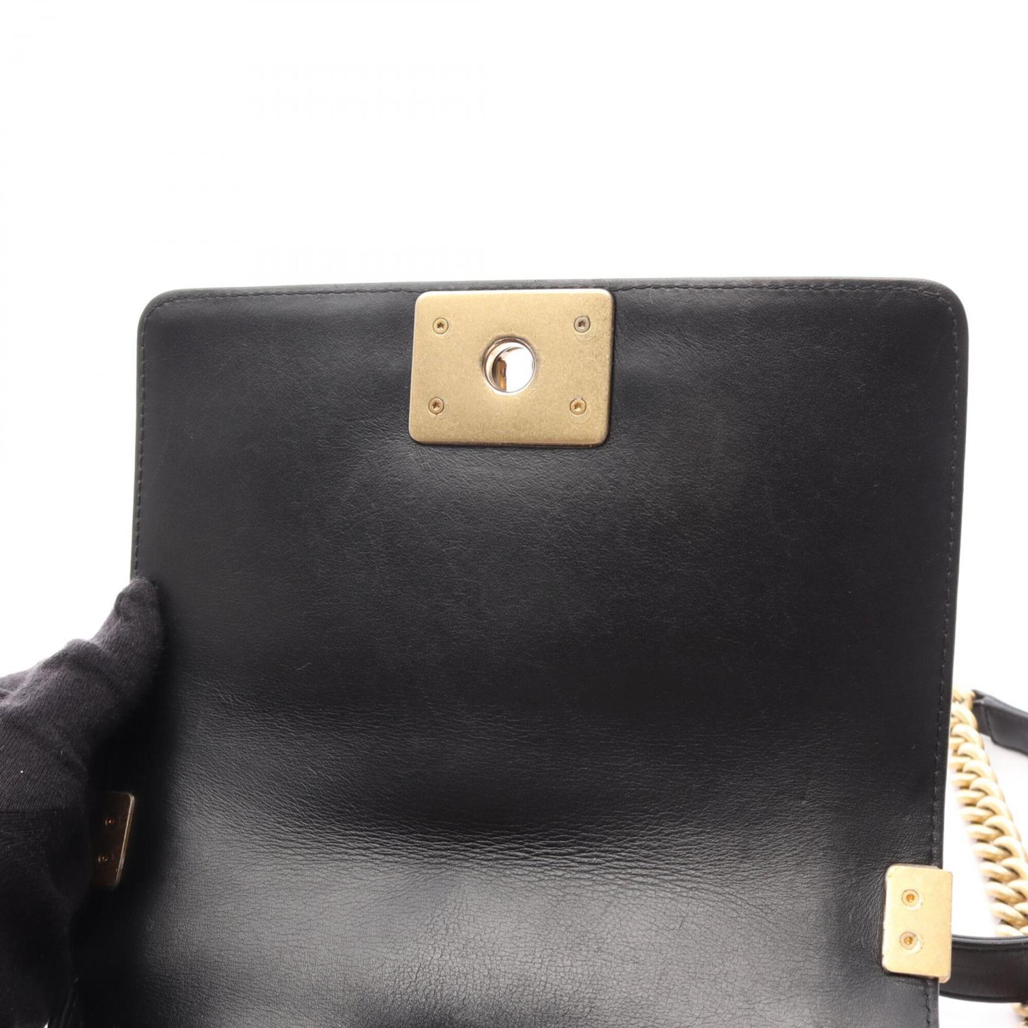 Chanel Black Leather Handbag Shoulder Bag (Pre-Owned)