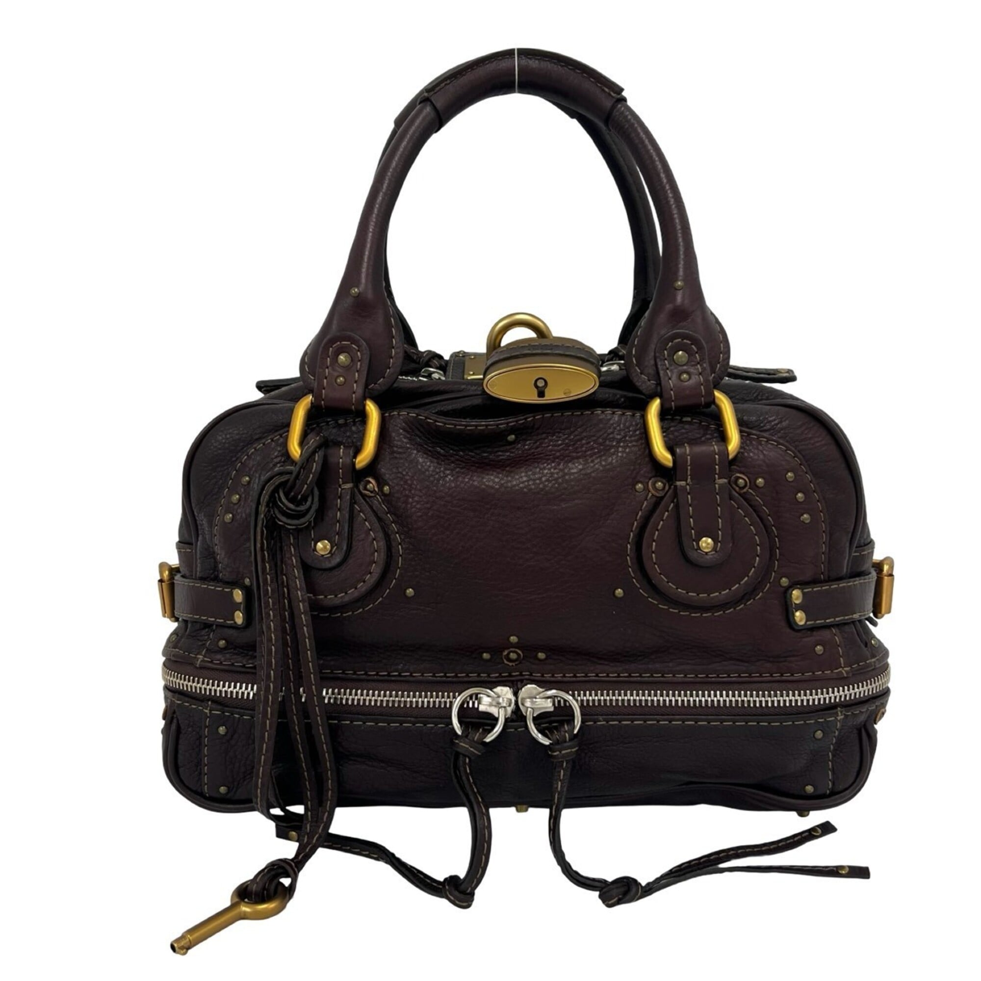 Chloé Brown Leather Boston Bag Handbag (Pre-Owned)