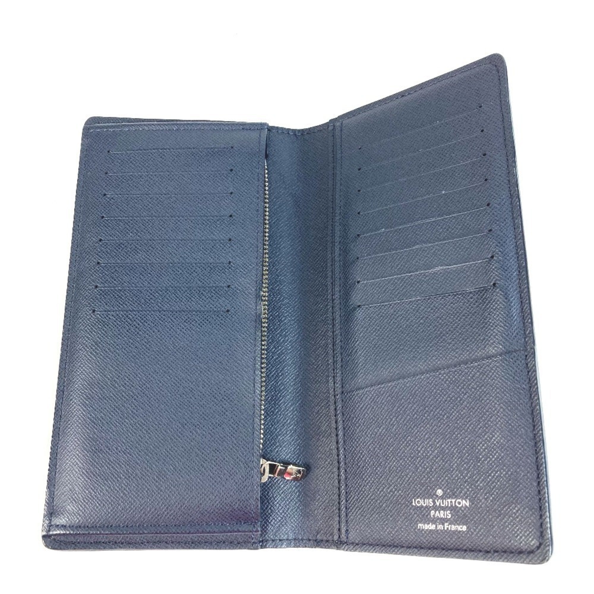 Louis Vuitton Blue Ocean Taiga Leather Leather Long Wallet (Bi-Fold) (Pre-Owned)