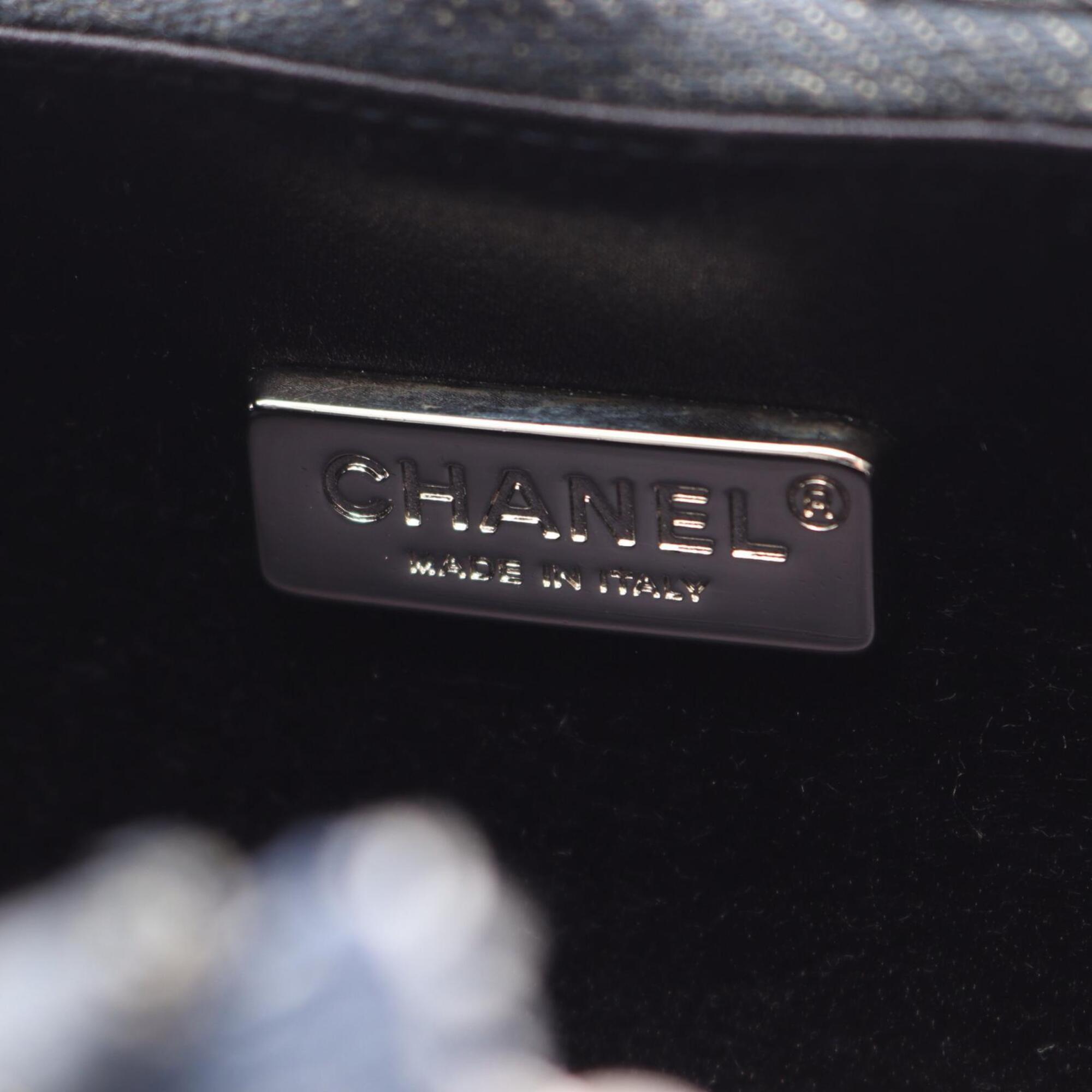 Chanel Camellia Black Navy Denim Handbag Shoulder Bag (Pre-Owned)