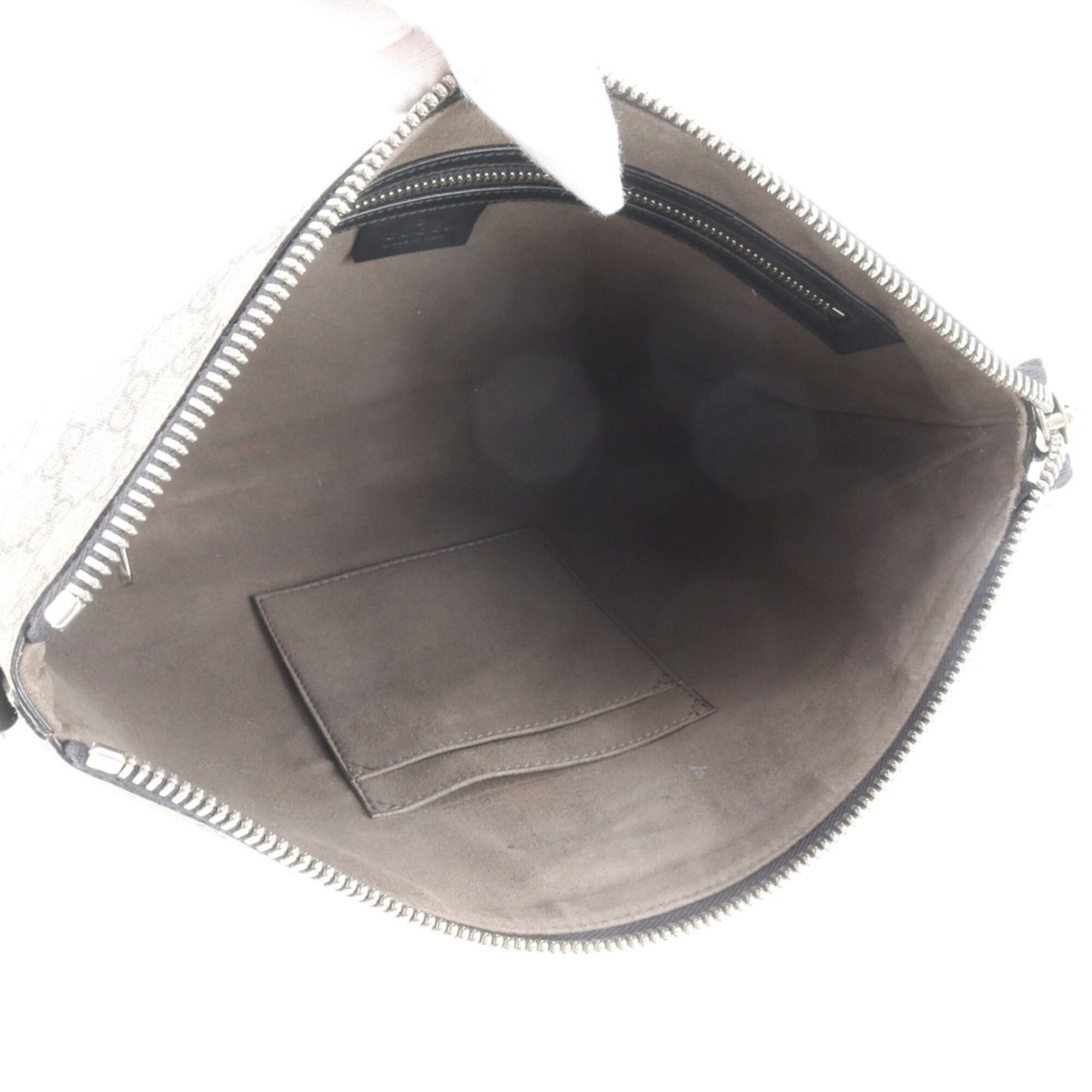 Gucci Brown Leather Coated Canvas Handbag Pouch (Pre-Owned)
