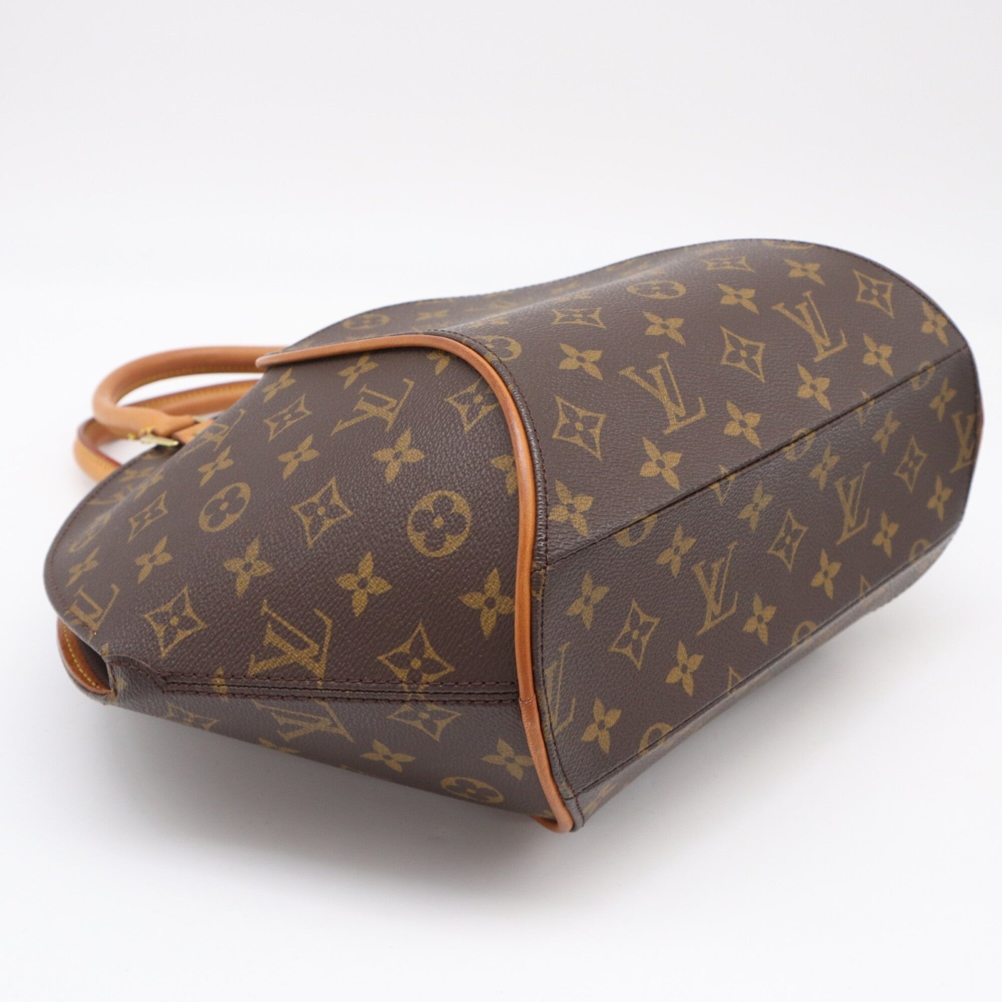 Louis Vuitton Beige Brown Monogram Coated Canvas Leather Handbag (Pre-Owned)