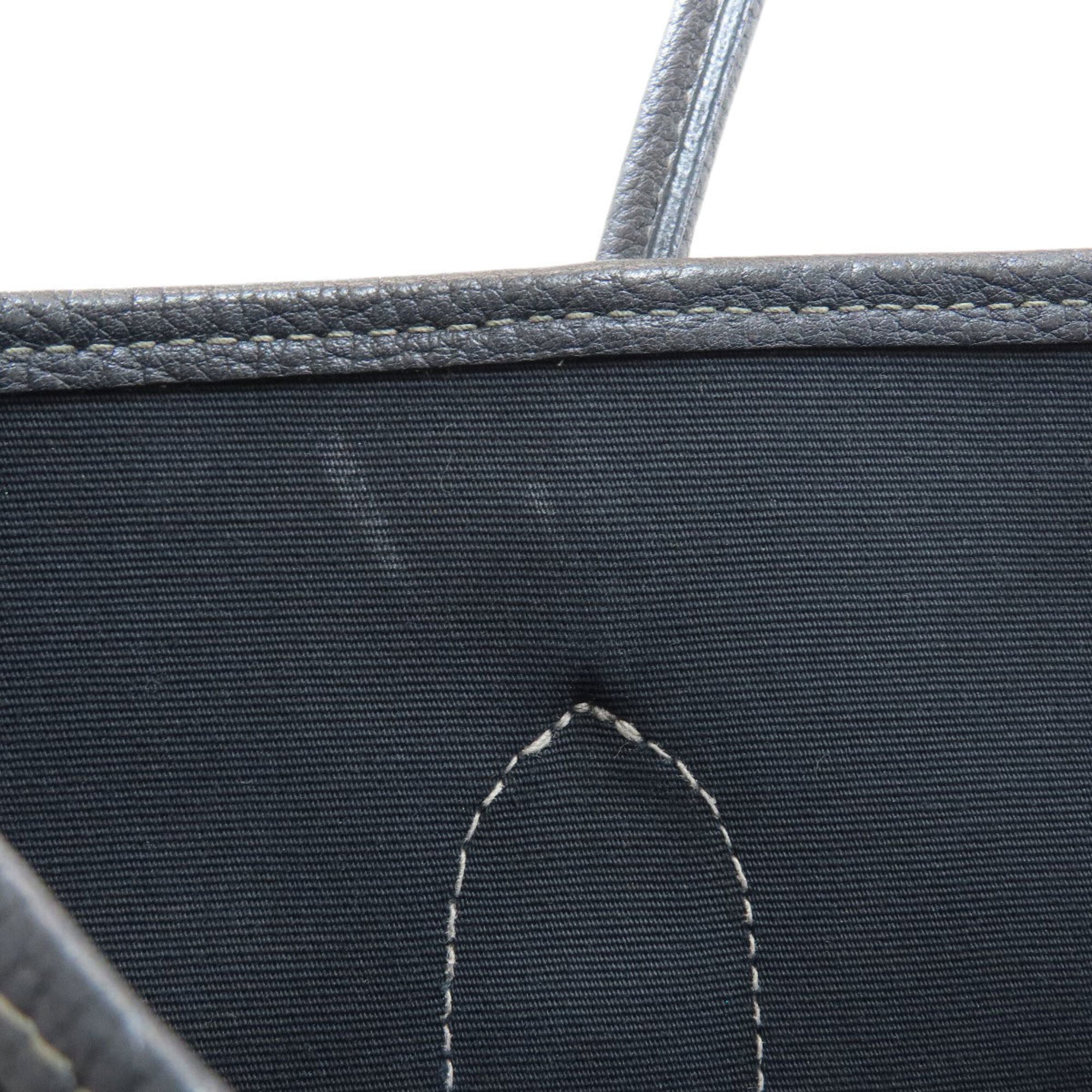 Hermes Black Buffalo Leather Toile Officier Tote Bag (Pre-Owned)