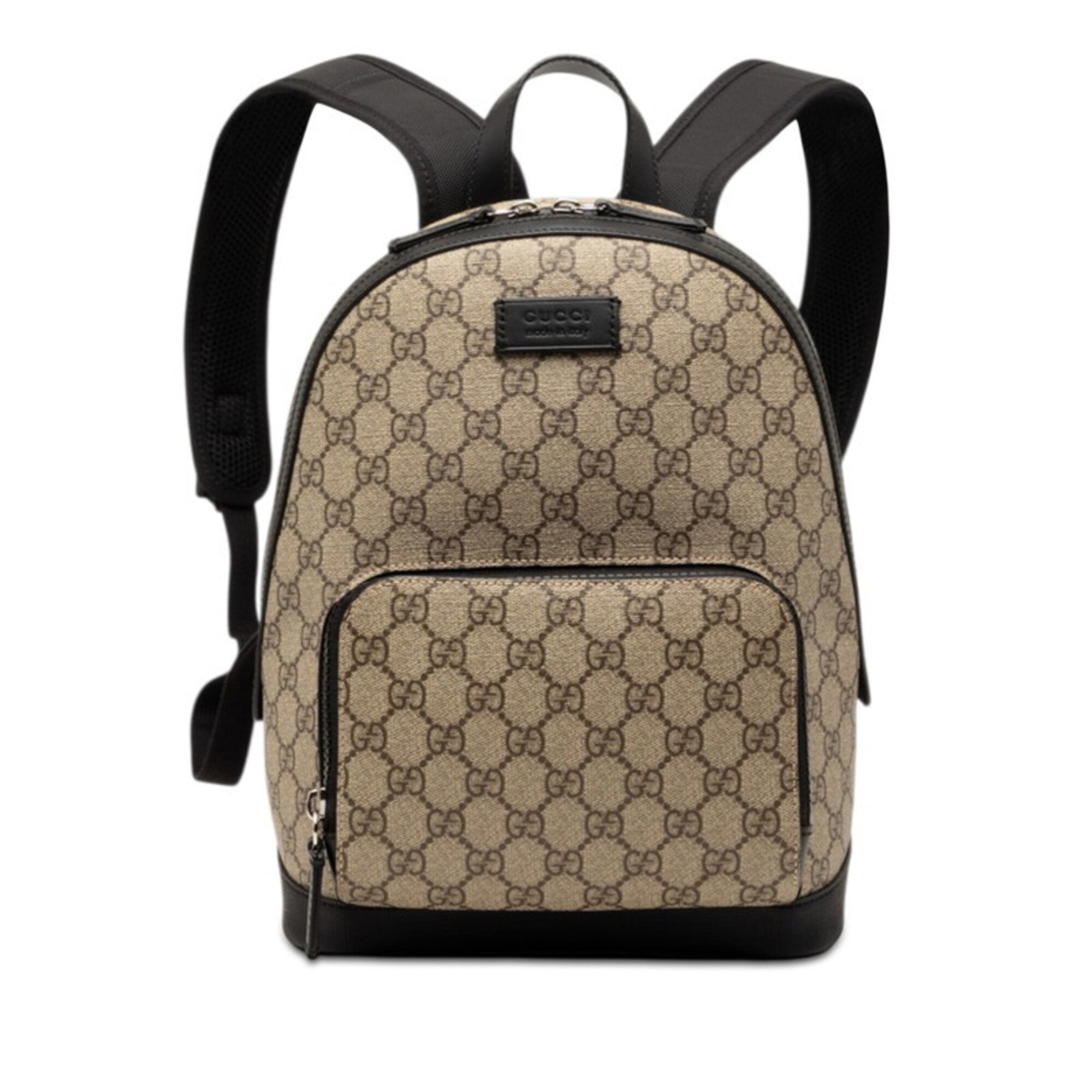Gucci Beige Black Pvc Leather Backpack (Pre-Owned)