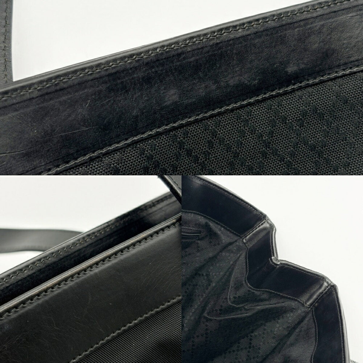 Gucci Black Nylon Leather Tote Bag (Pre-Owned)