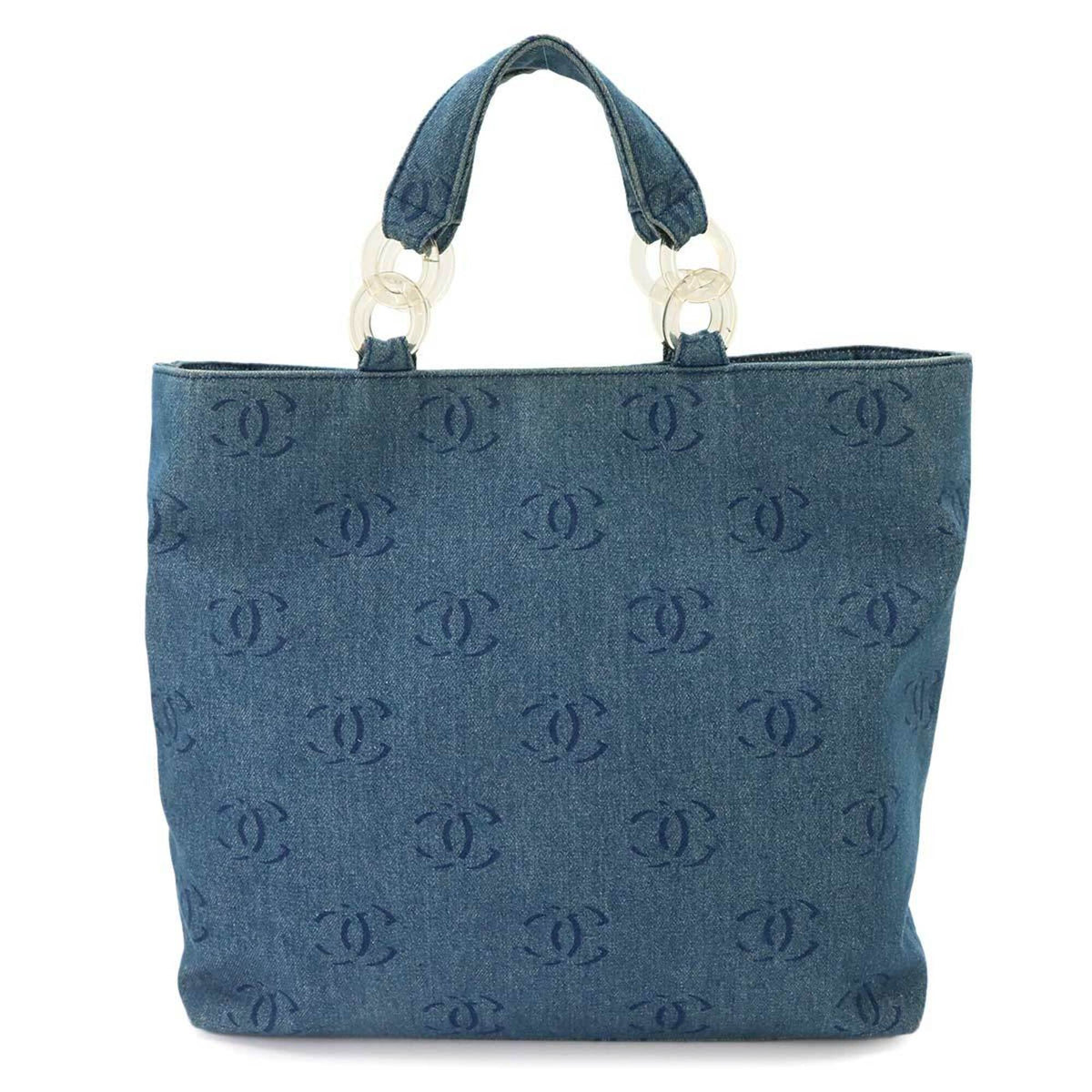 Chanel Blue Yellow Denim Handbag Pouch Tote Bag (Pre-Owned)