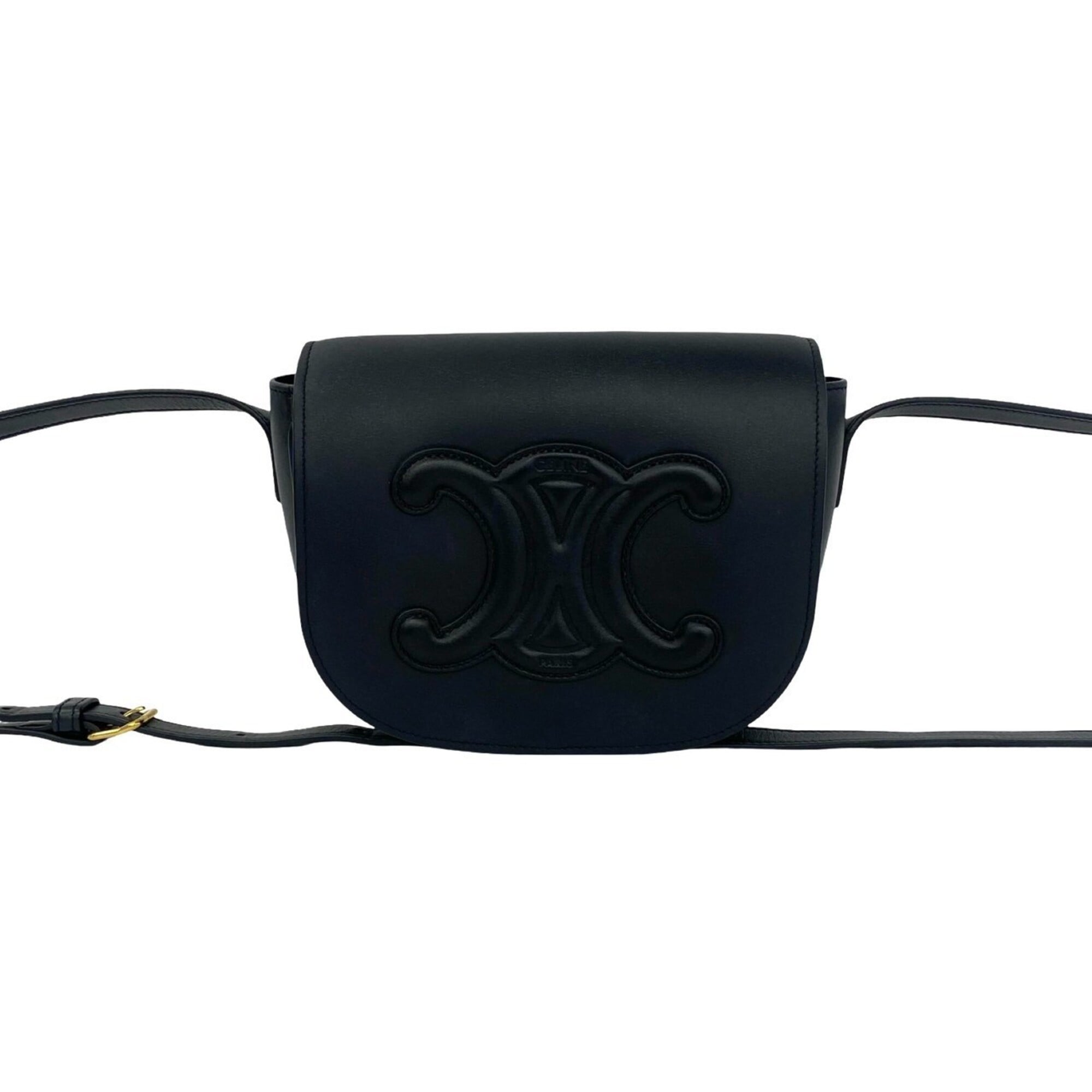 Celine Black Leather Crossbody Bag Pochette Shoulder Bag (Pre-Owned)