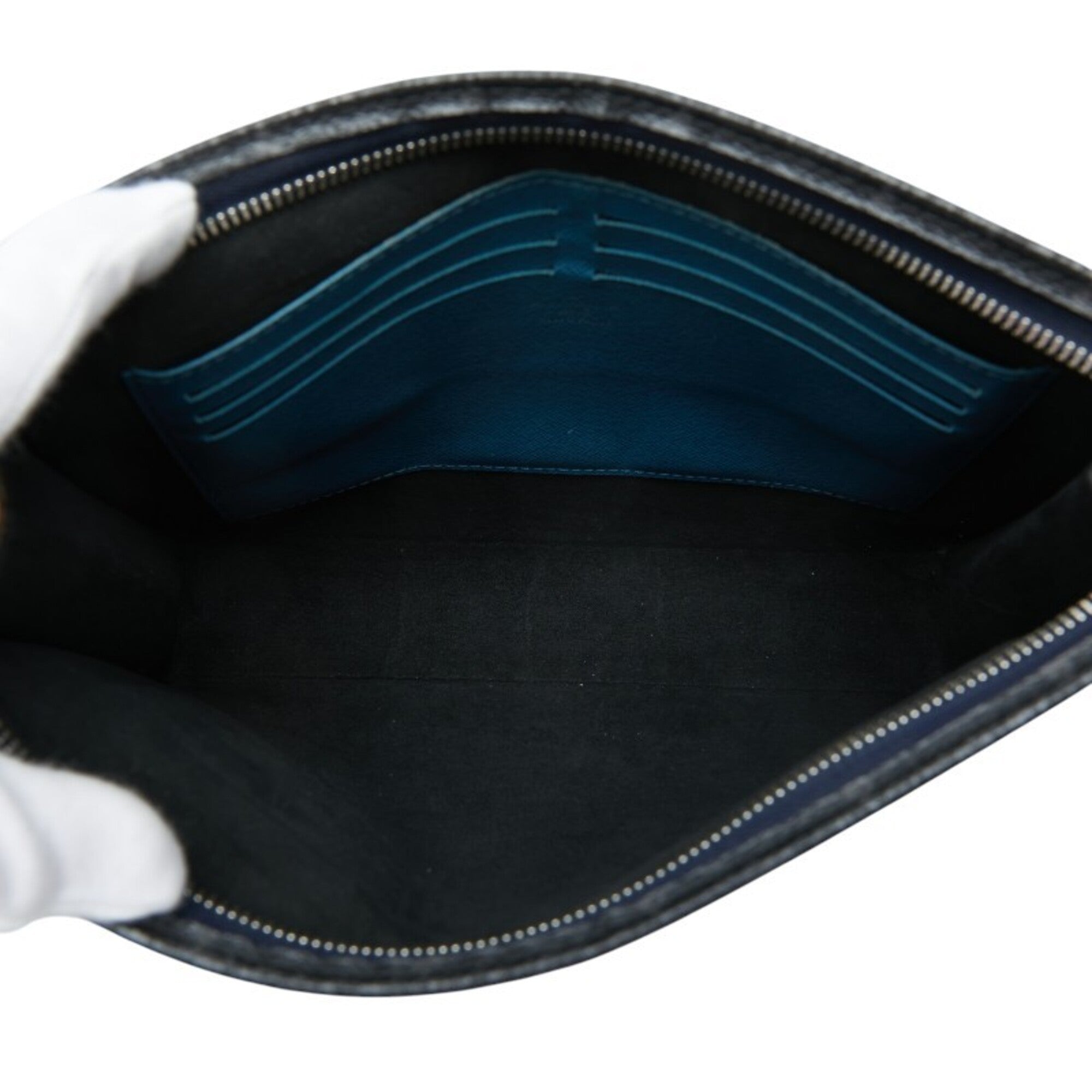 Louis Vuitton Black Blue Gray Noir Pvc Leather Clutch Bag Pochette (Pre-Owned)