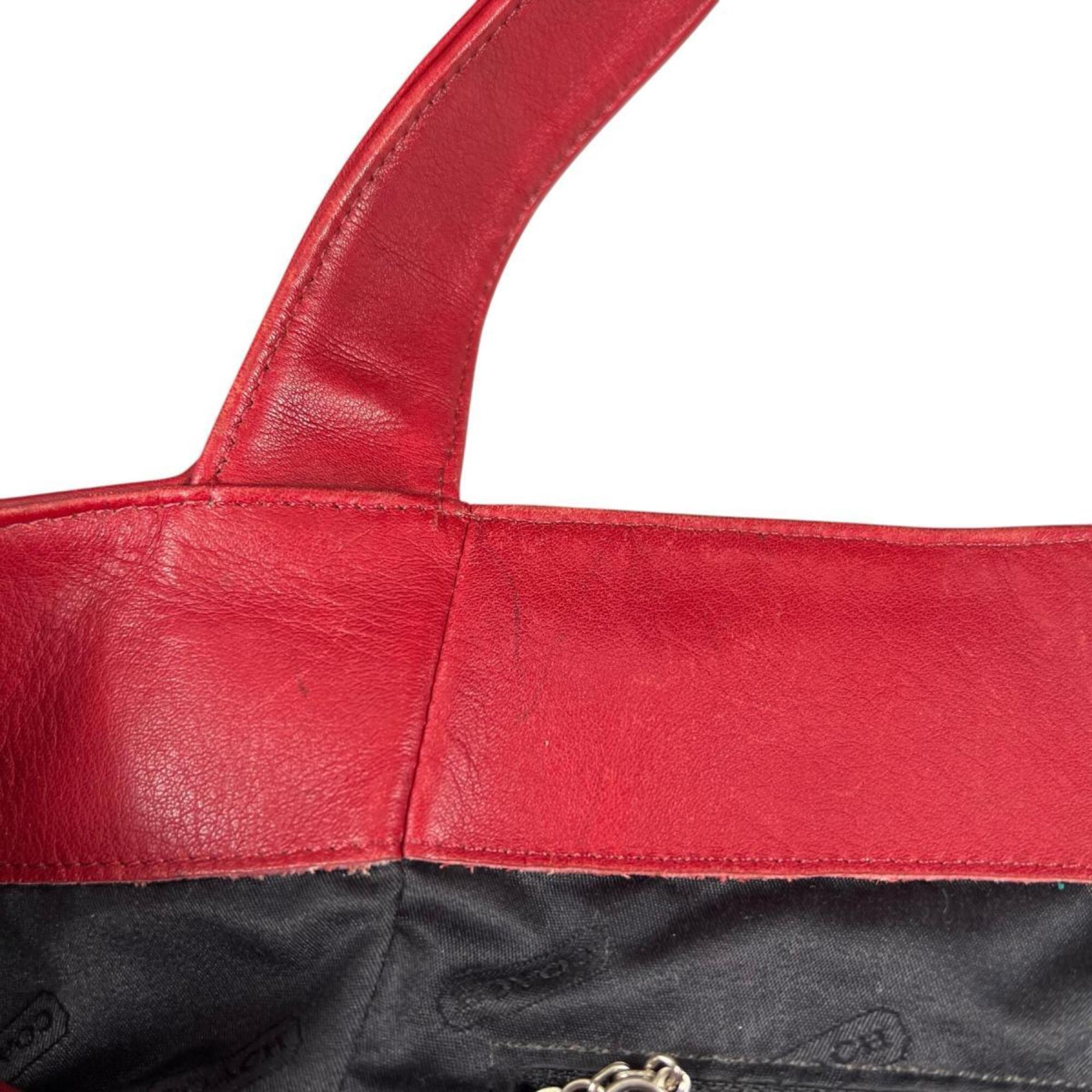 Coach Red Color Leather Handbag Tote Bag (Pre-Owned)
