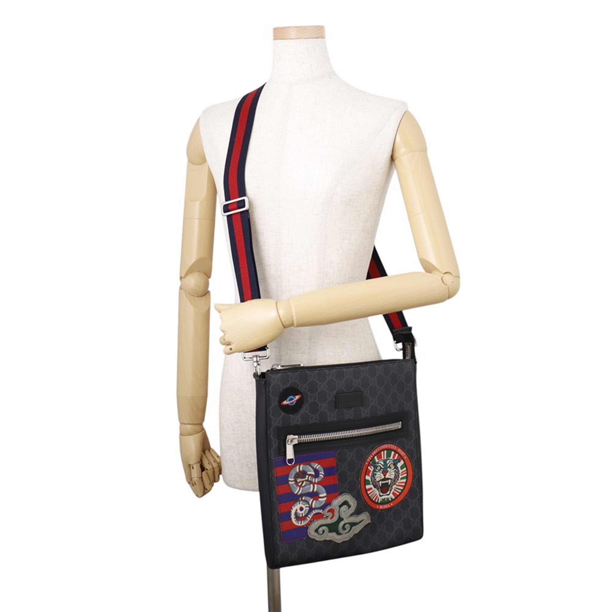 Gucci Black Blue Red Color Pvc Leather Messenger Bag Shoulder Bag (Pre-Owned)