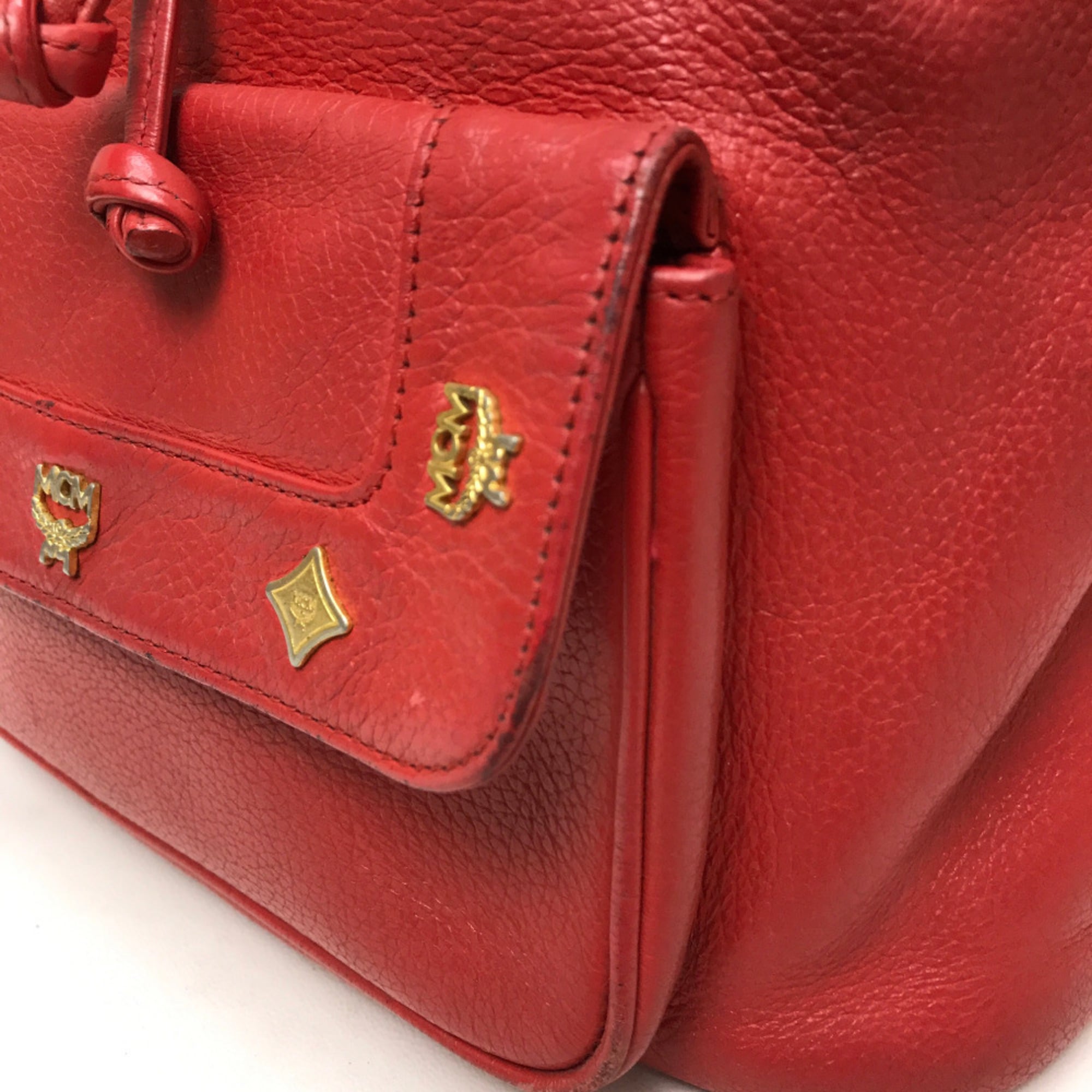 Mcm Red Color Leather Backpack (Pre-Owned)