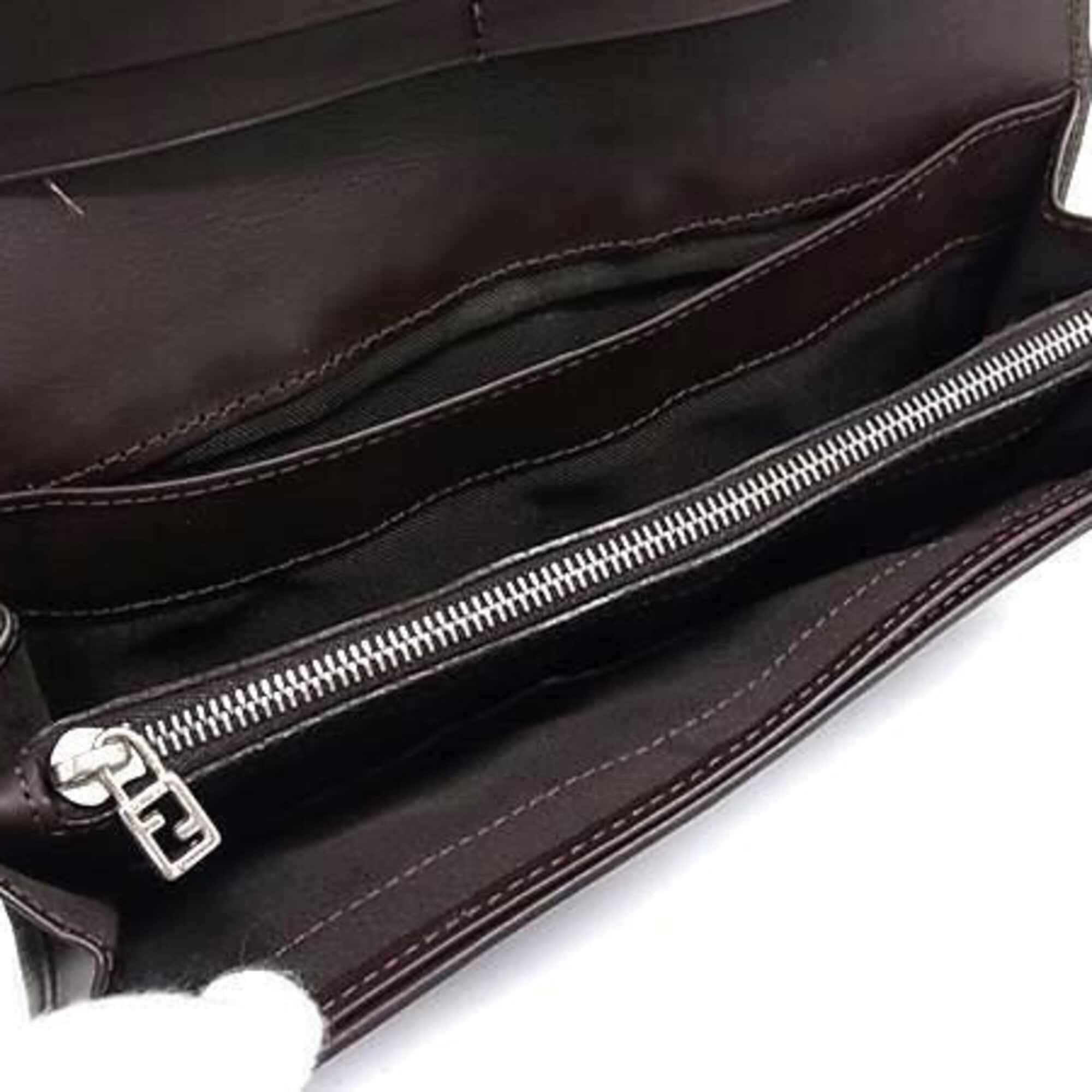 Fendi Brown Canvas Leather Long Wallet (Bi-Fold) (Pre-Owned)