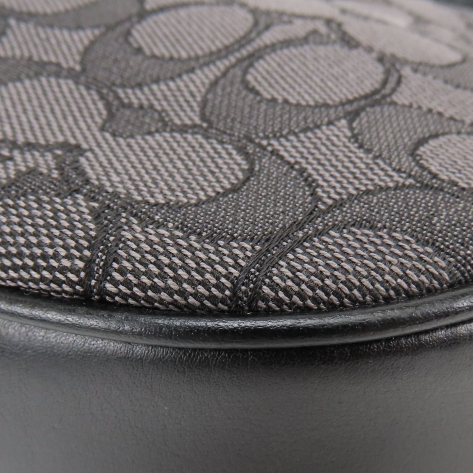 Coach Black Gray Canvas Leather Shoulder Bag (Pre-Owned)