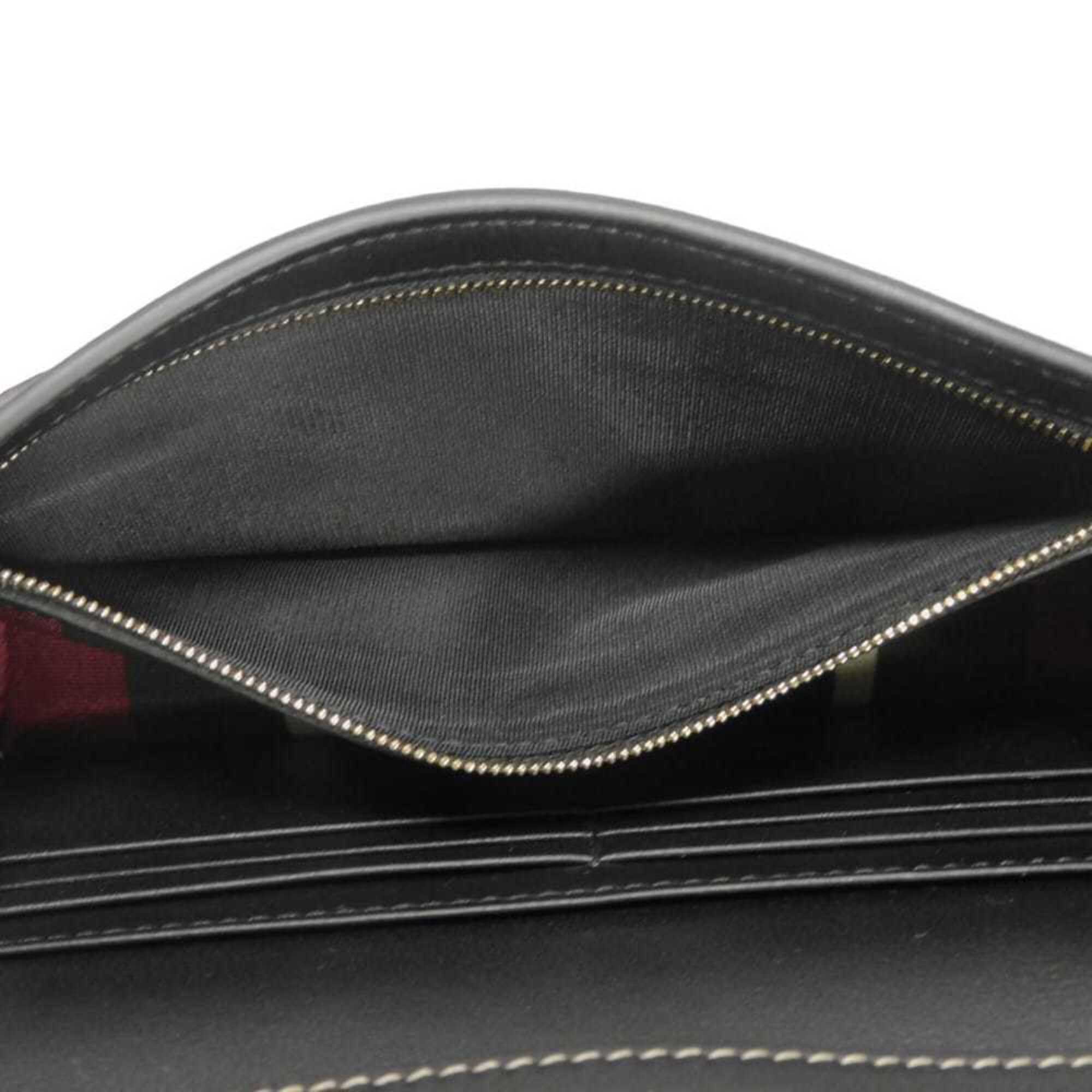 Gucci Beige Black Gg Supreme Leather Shoulder Bag (Pre-Owned)