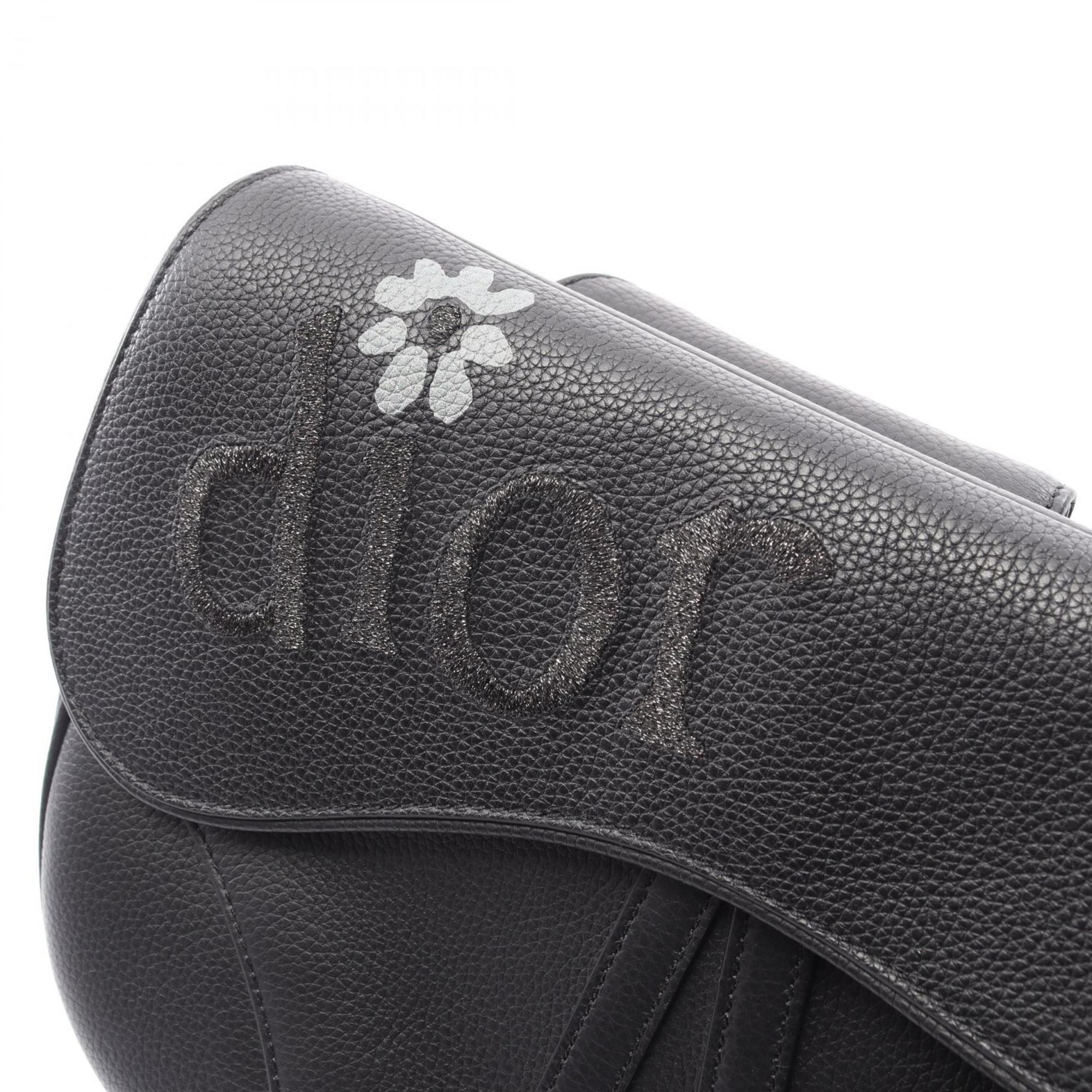 Christian Dior Black Leather Fanny Pack Handbag Saddle Bag (Pre-Owned)