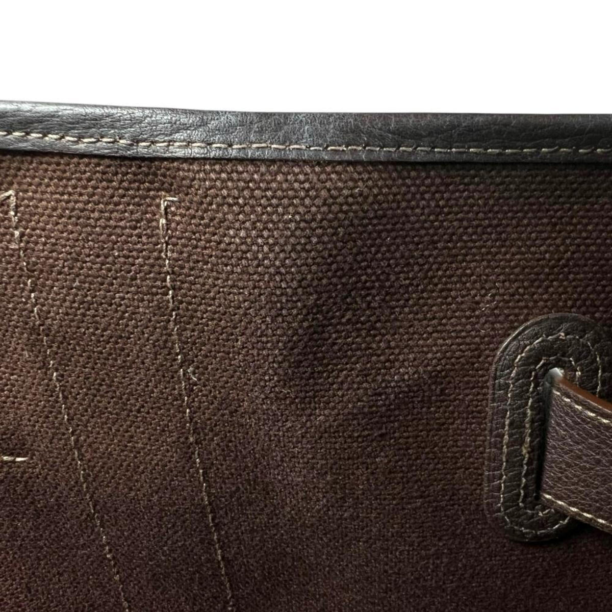 Hermes Brown Canvas Leather Tote Bag (Pre-Owned)