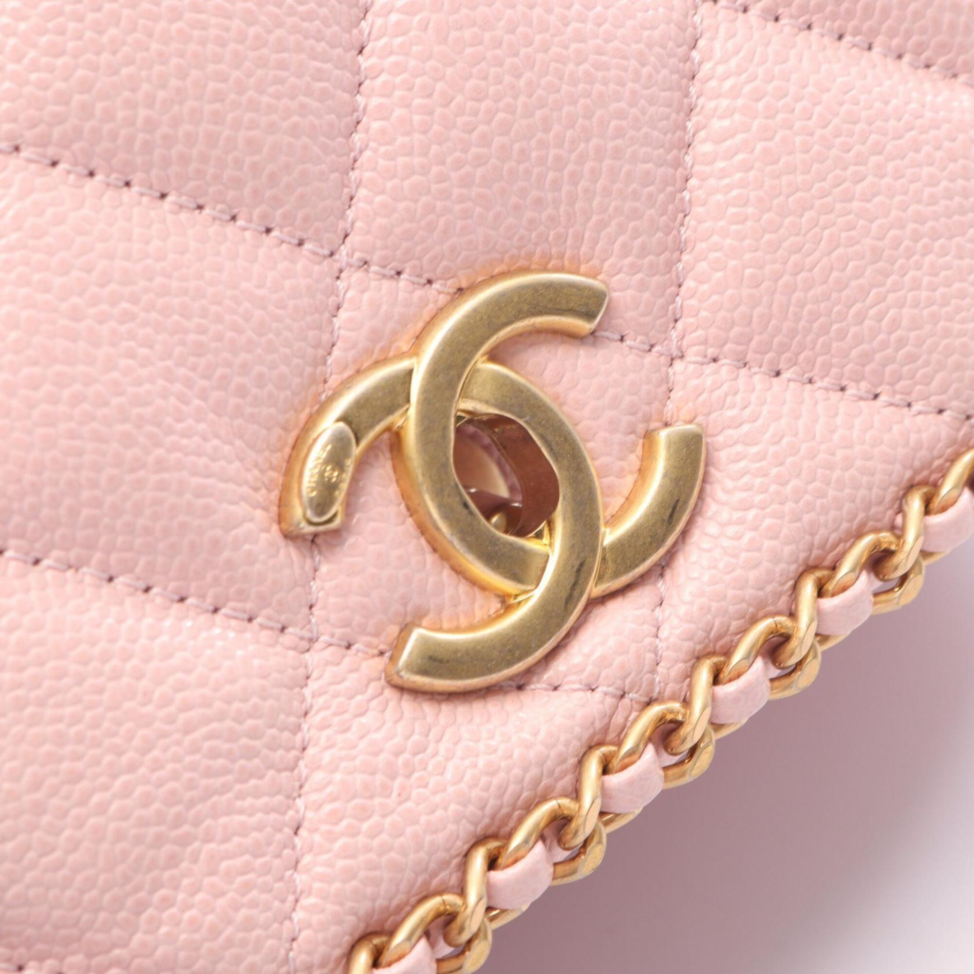Chanel Pink Grained Calfskin Handbag Shoulder Bag (Pre-Owned)