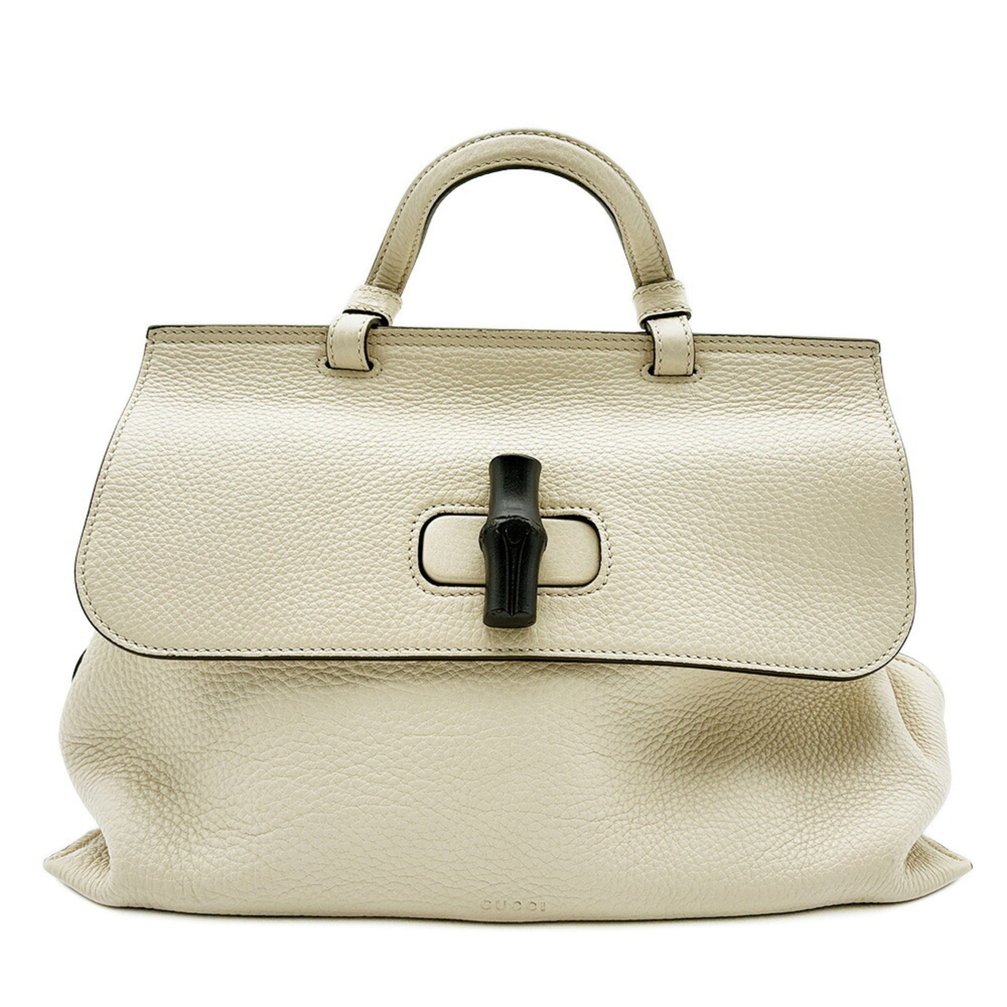 Gucci Bamboo Ivory Multi-Color Leather Shoulder Bag (Pre-Owned)