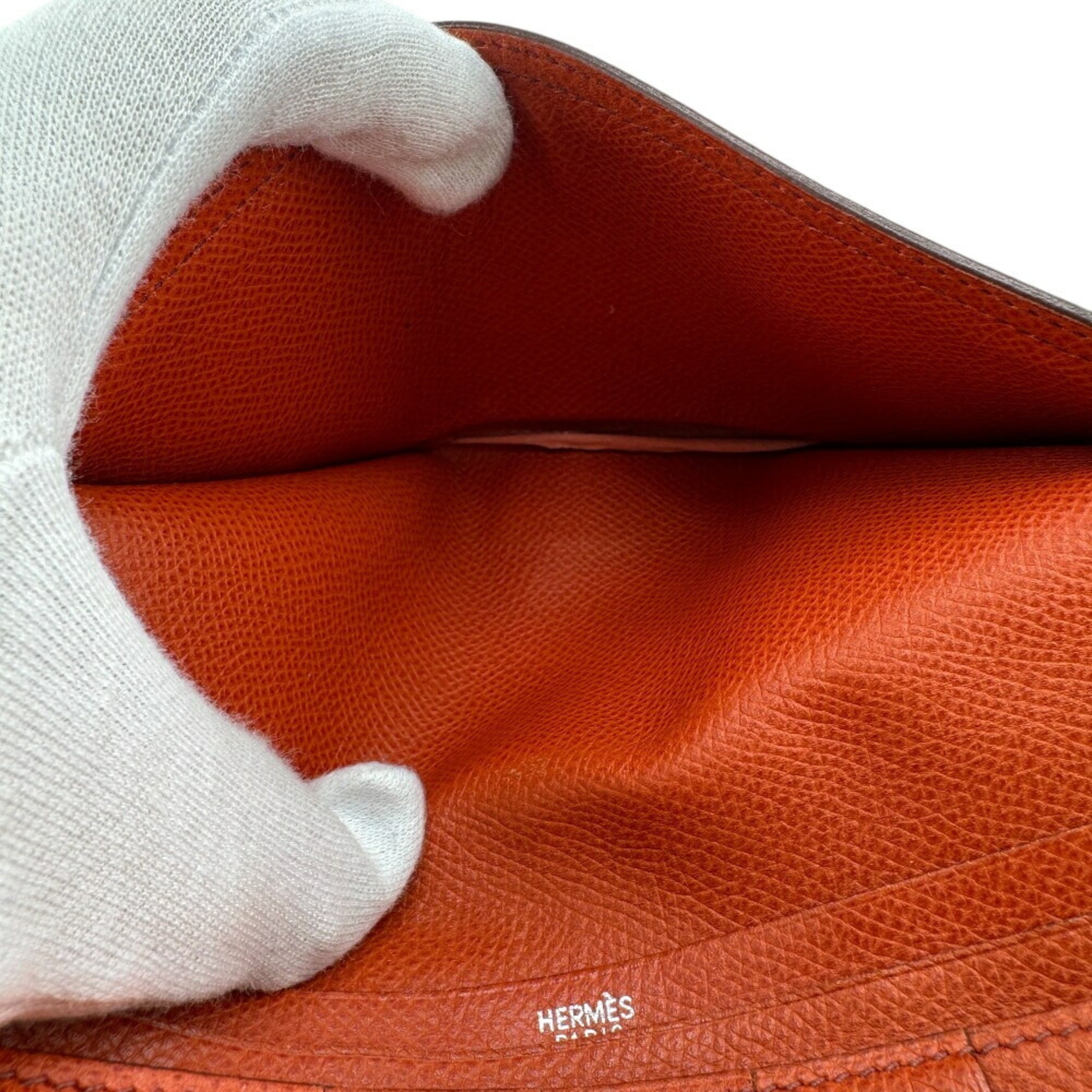 Hermes Orange Epsom Leather Long Wallet (Bi-Fold) (Pre-Owned)