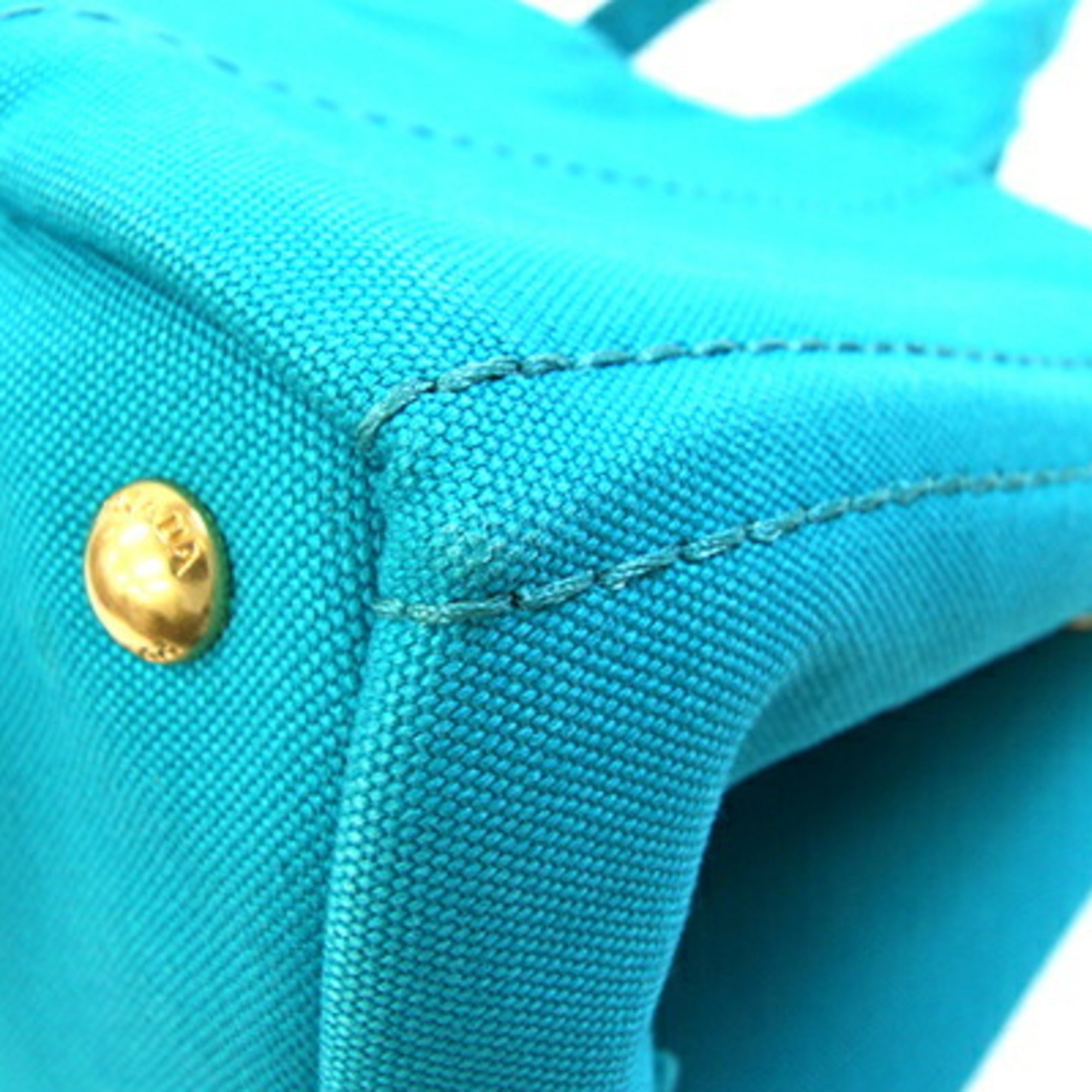 Prada Blue Green Yellow Canapa Canvas Handbag Tote Bag (Pre-Owned)