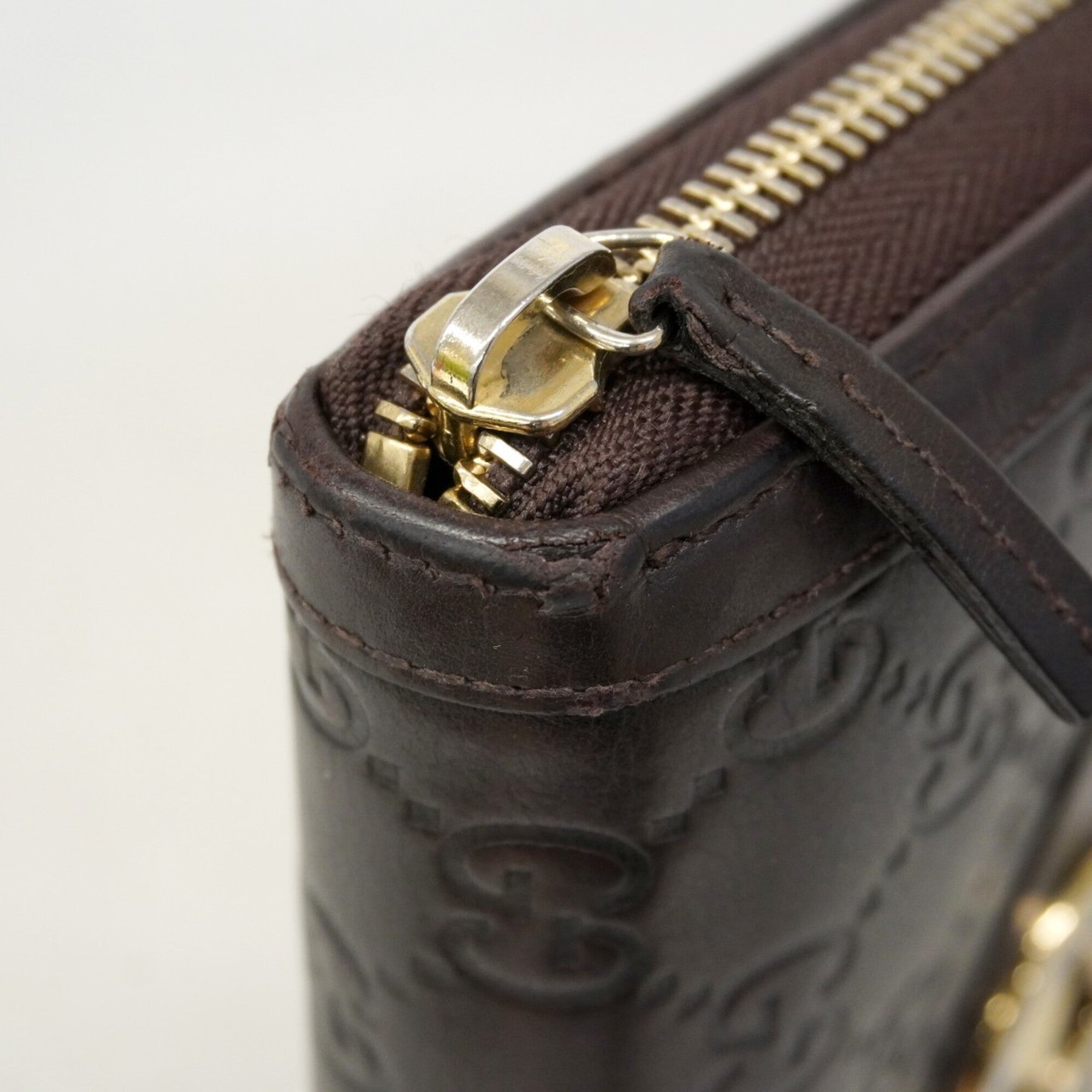 Gucci Dark Brown Leather Long Wallet (Bi-Fold) (Pre-Owned)