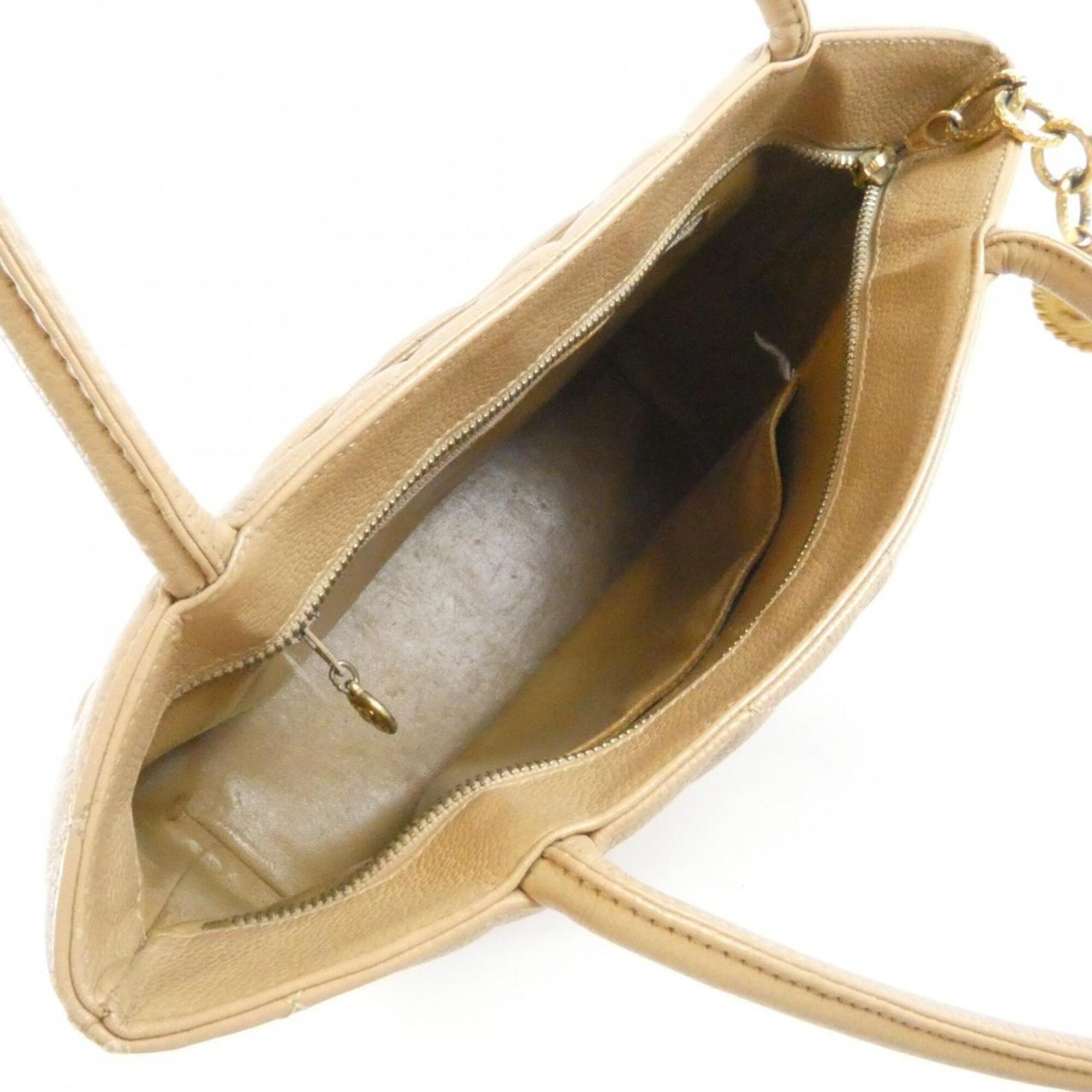 Chanel Beige Grained Calfskin Handbag (Pre-Owned)