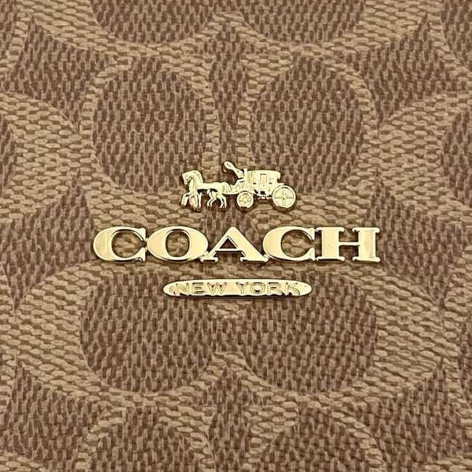 Coach Beige Red Color Pvc Leather Shoulder Bag (Pre-Owned)