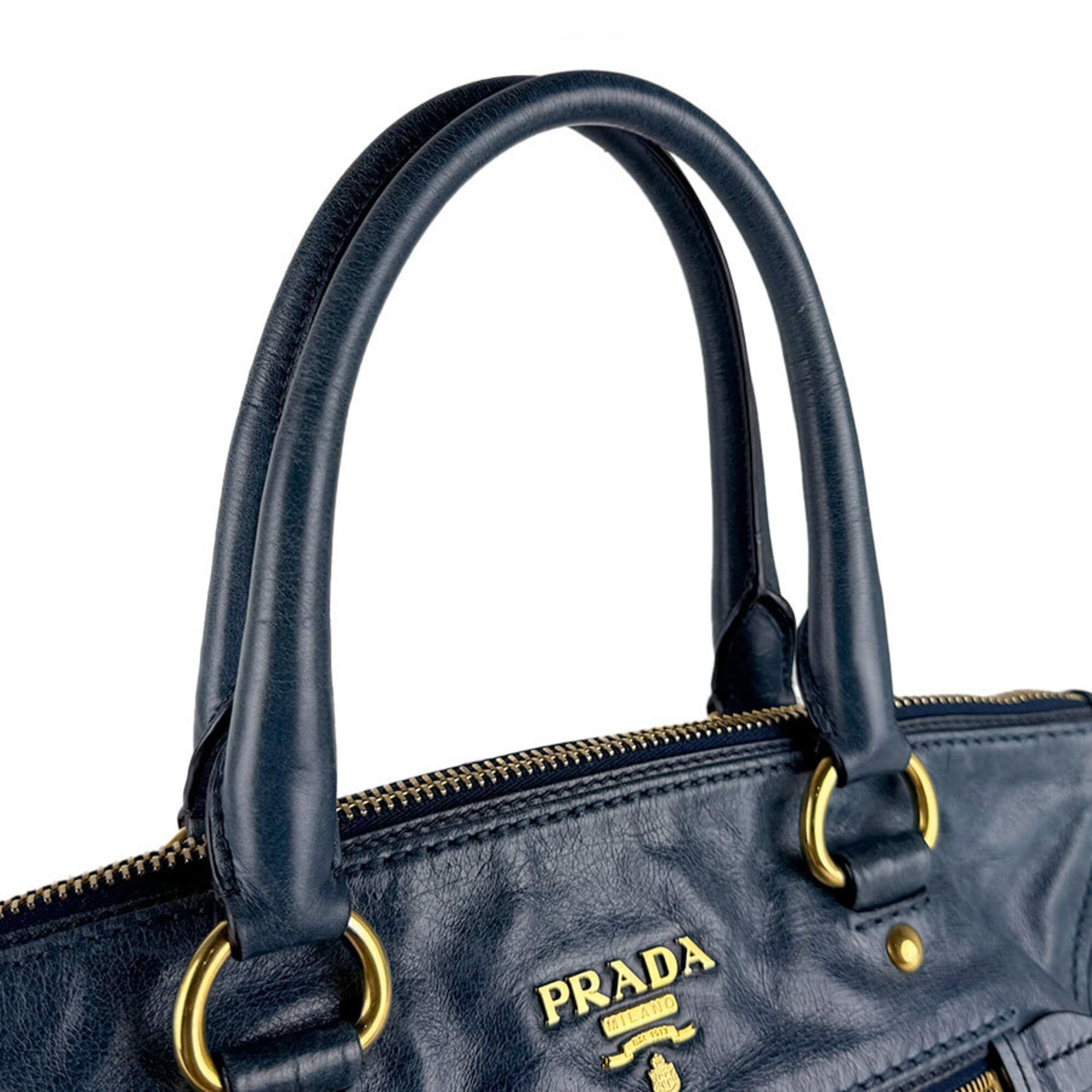 Prada Green Leather Handbag Shoulder Bag (Pre-Owned)