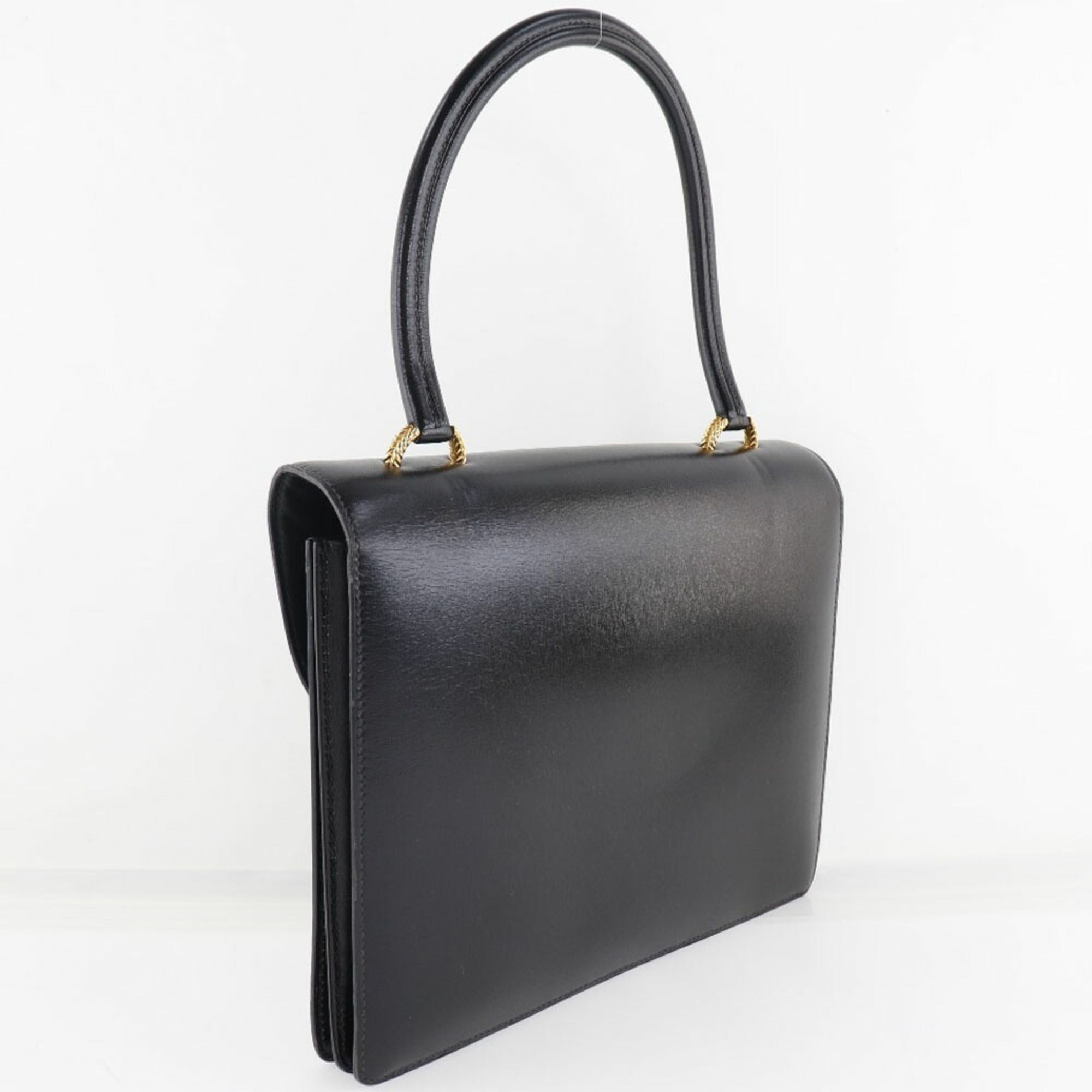 Hermes Black Box Calf Leather Handbag (Pre-Owned)