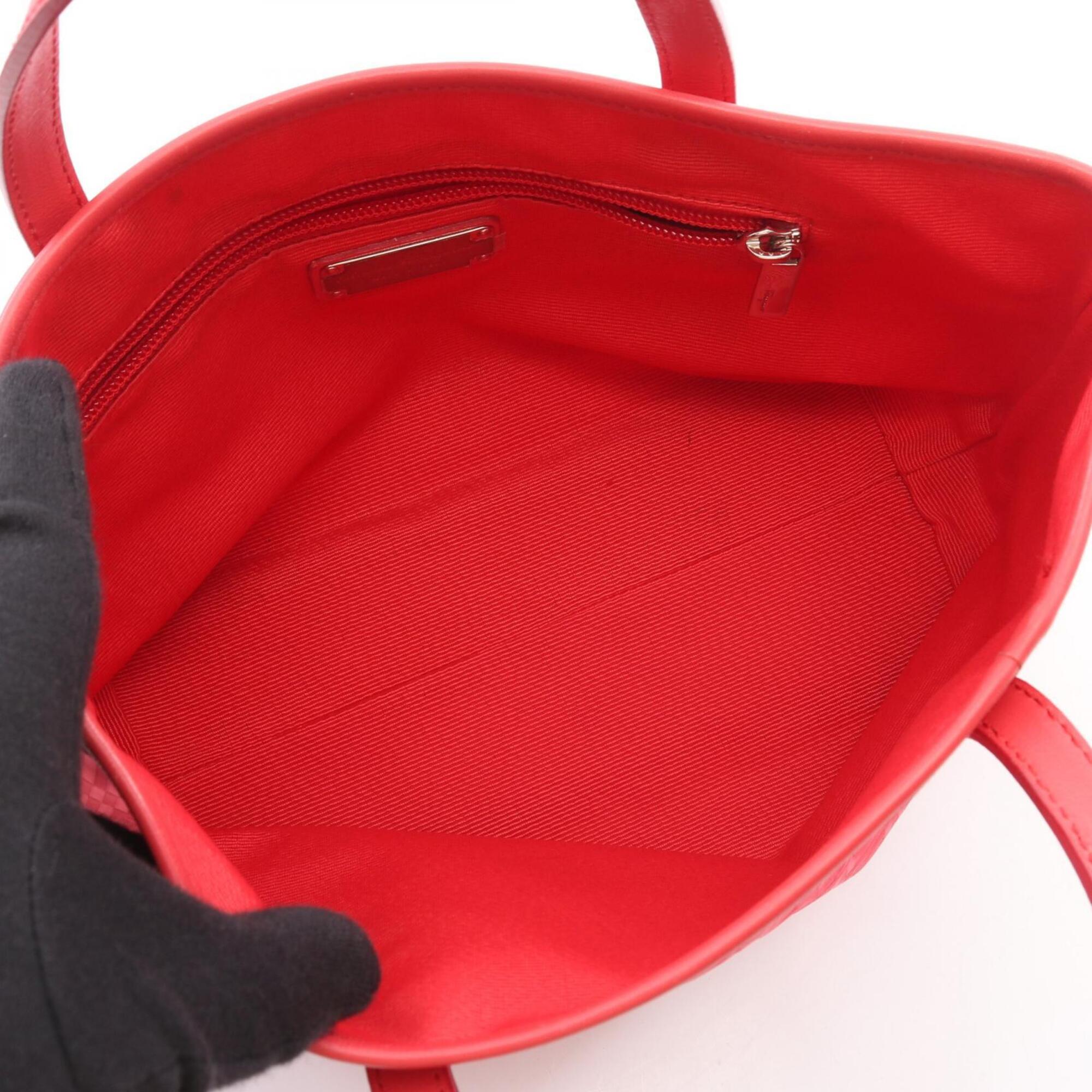 Salvatore Ferragamo Red Color Canvas Leather Handbag Tote Bag (Pre-Owned)
